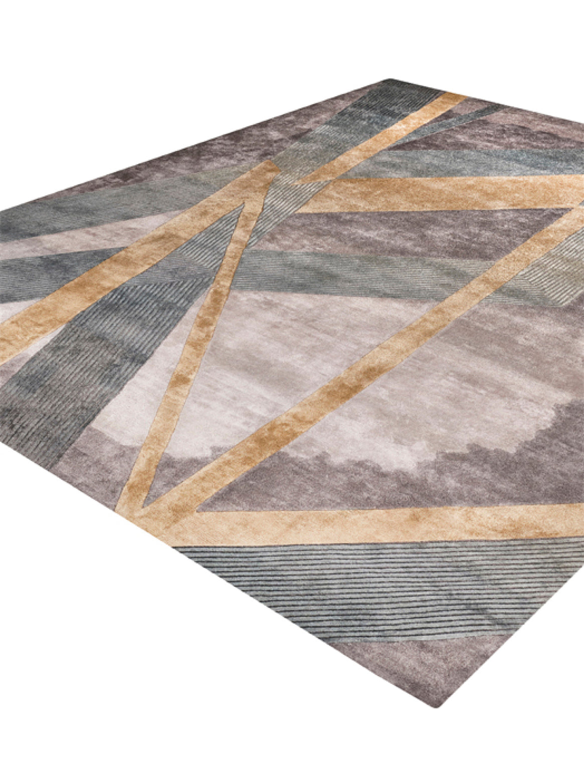 Luxury hand tufted carpet made from Wool & Botanical Silk in grey teal color and 3' x 5' size