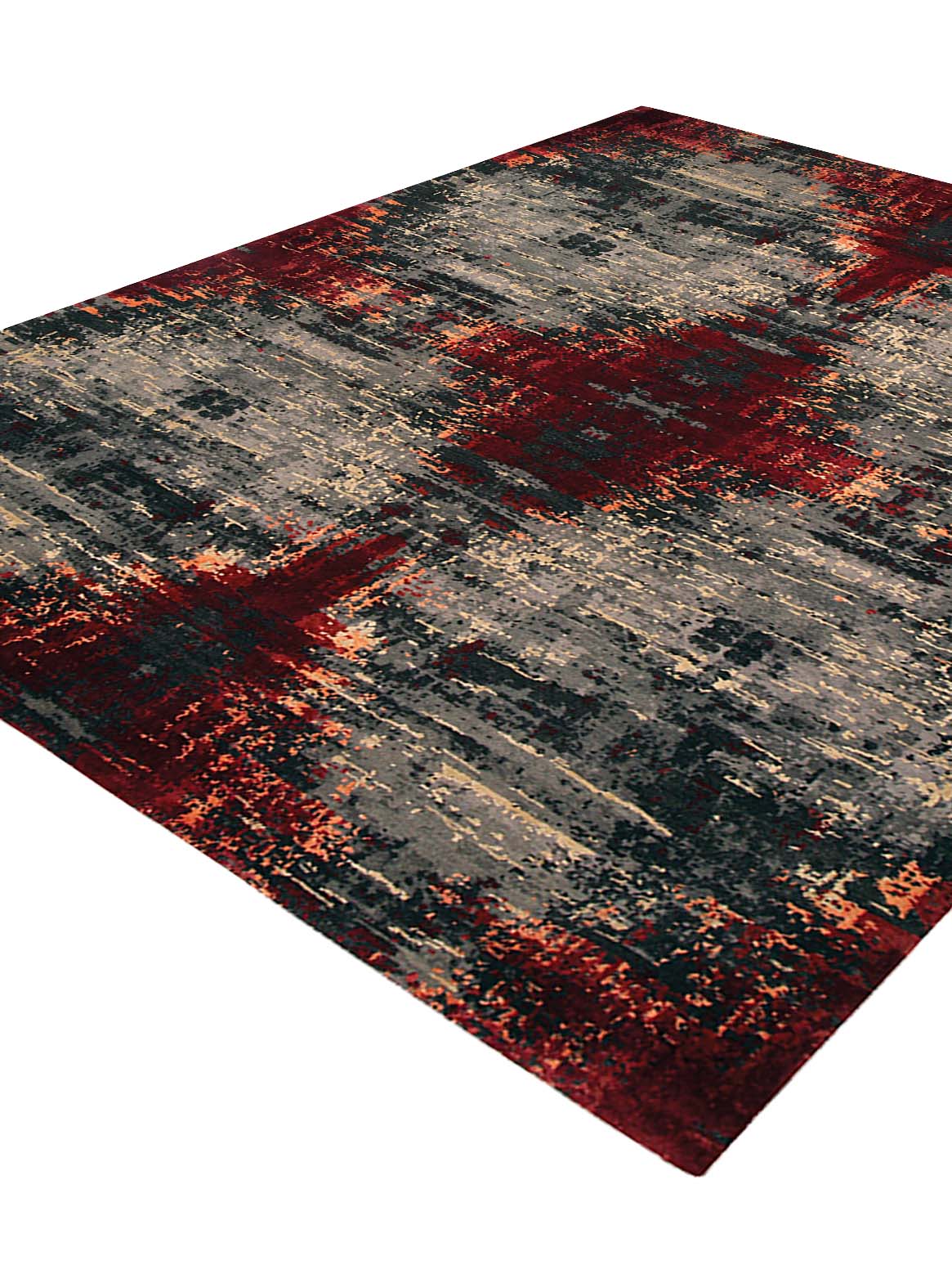 Luxury hand knotted carpet made from Pure Silk & Linen in red color and 5'6" x 8' size
