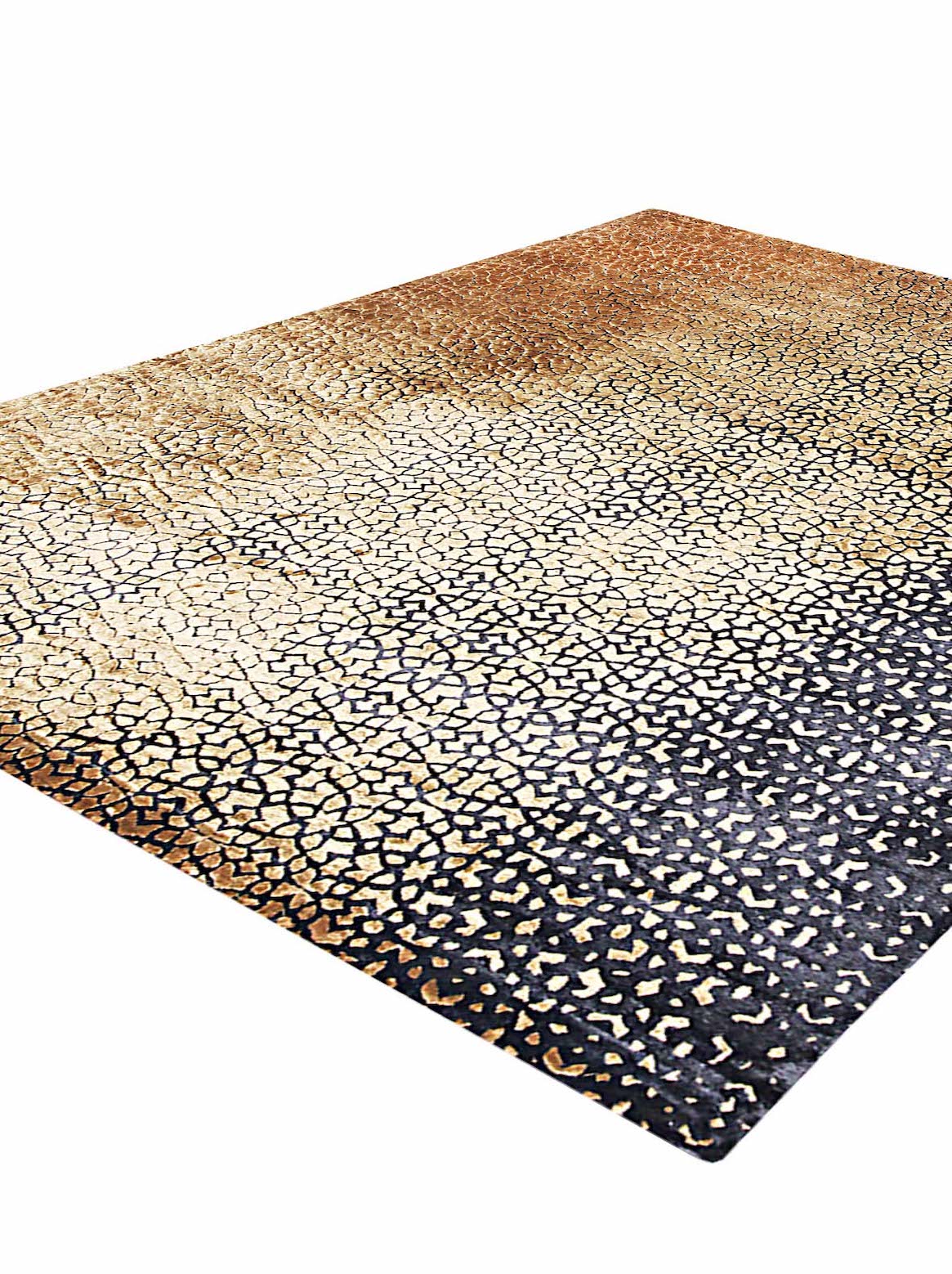 Luxury hand knotted carpet made from Botanical Silk in black & gold color and 5'6" x 8' size