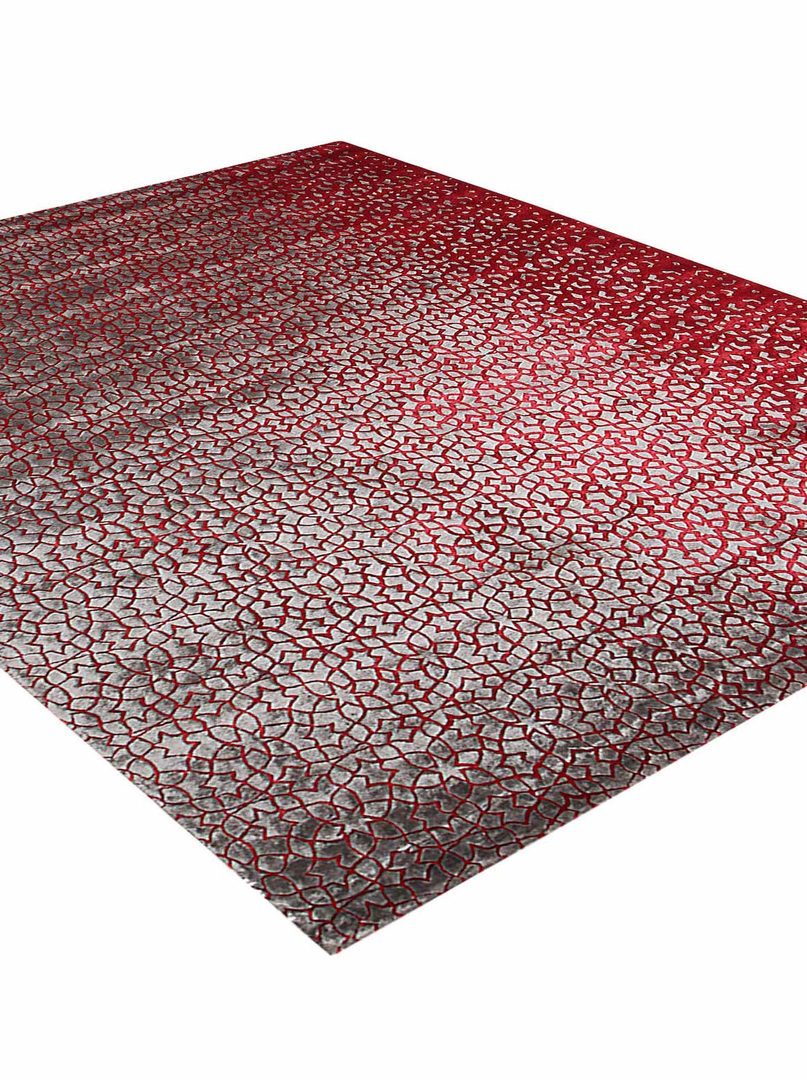 Luxury hand knotted carpet made from Botanical Silk in red color and 5'6" x 8' size