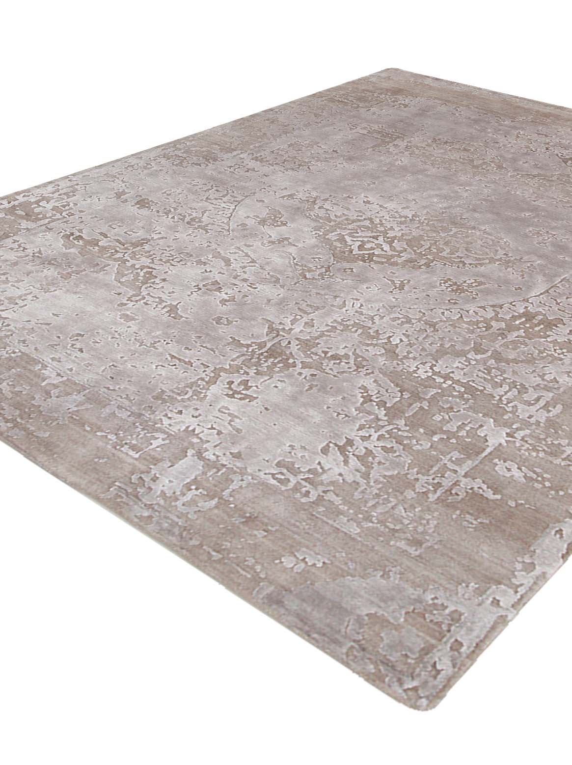 Luxury hand knotted carpet made from Wool & Botanical Silk in beige color and 5'6" x 8' size