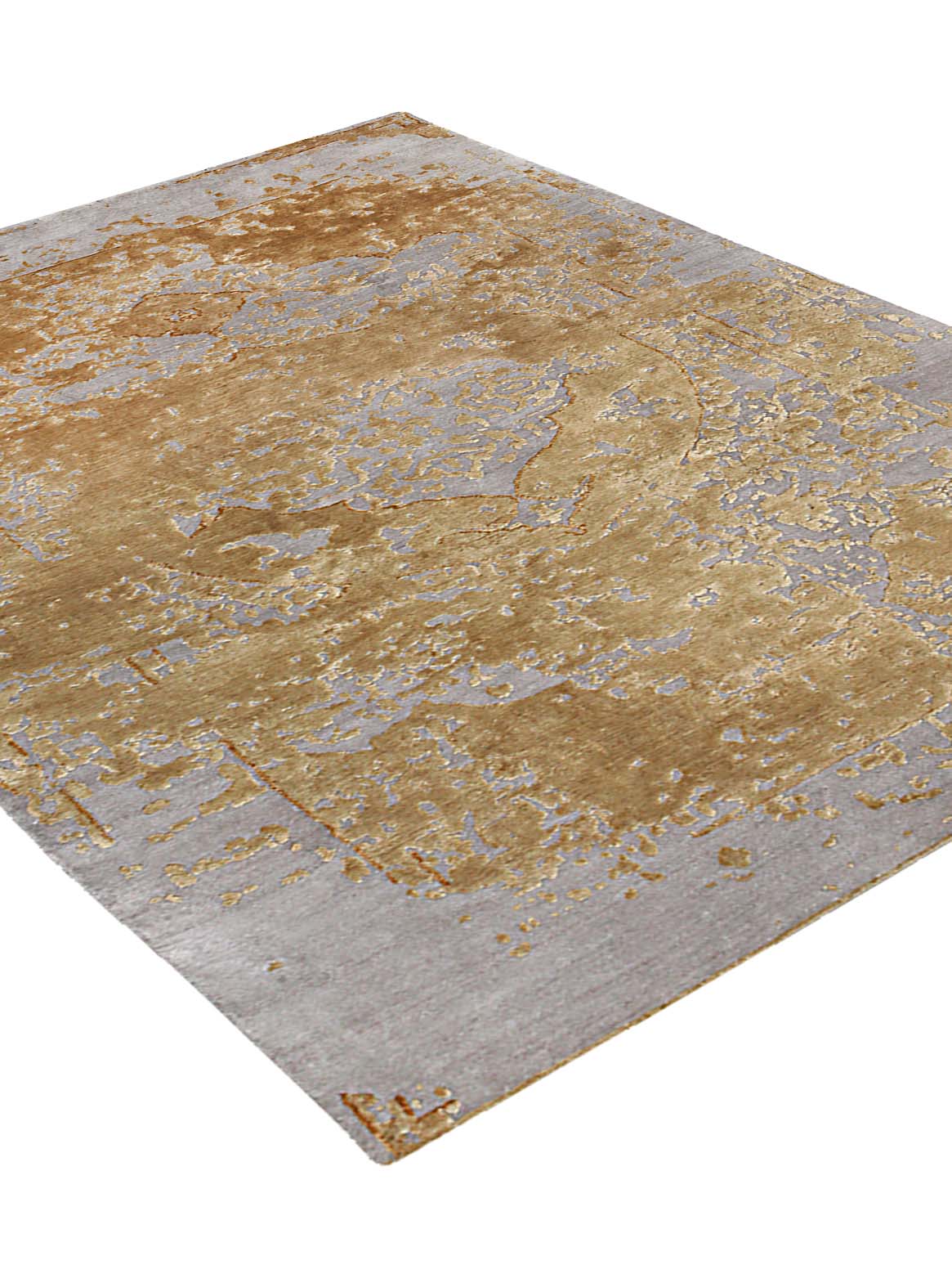 Luxury hand knotted carpet made from Wool & Botanical Silk in mustard color and 5'6" x 8' size