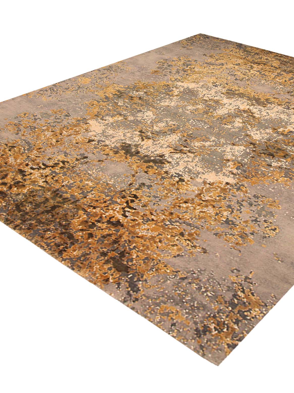 Luxury hand knotted carpet made from Pure Silk & Linen in gold color and 5'6" x 8' size