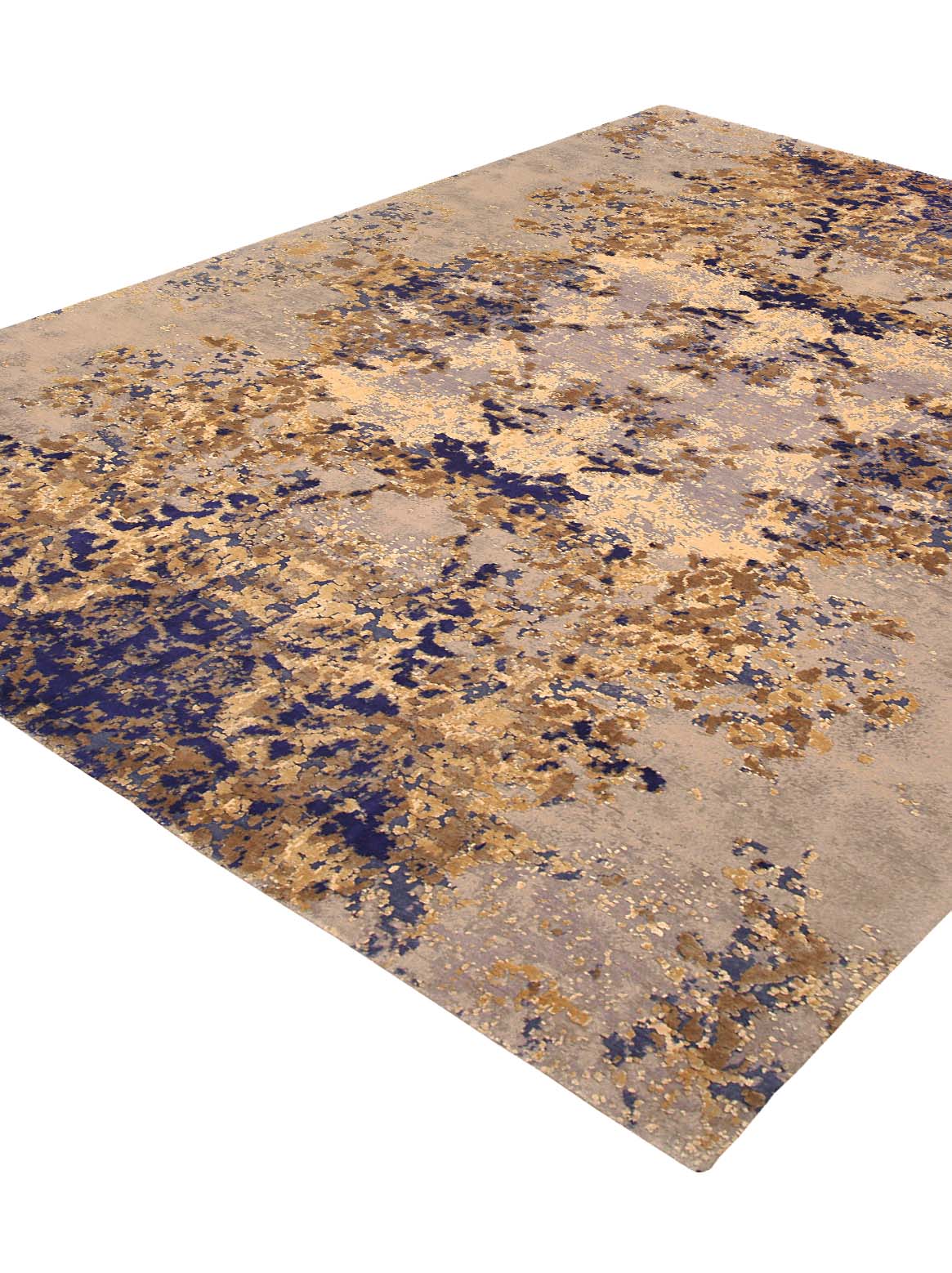 Luxury hand knotted carpet made from Pure Silk & Linen in purple gold color and 5'6" x 8' size