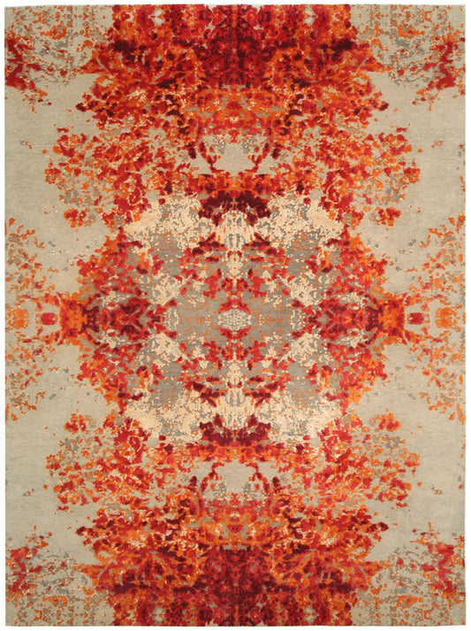 Luxury hand knotted carpet made from Pure Silk & Linen