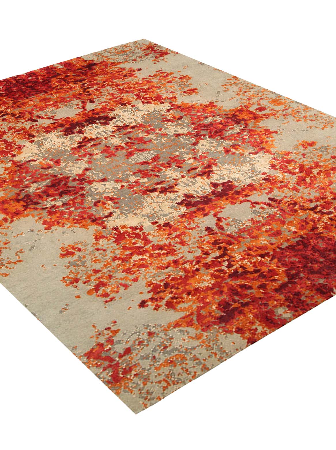 Luxury hand knotted carpet made from Pure Silk & Linen in red color and 5'6" x 8' size