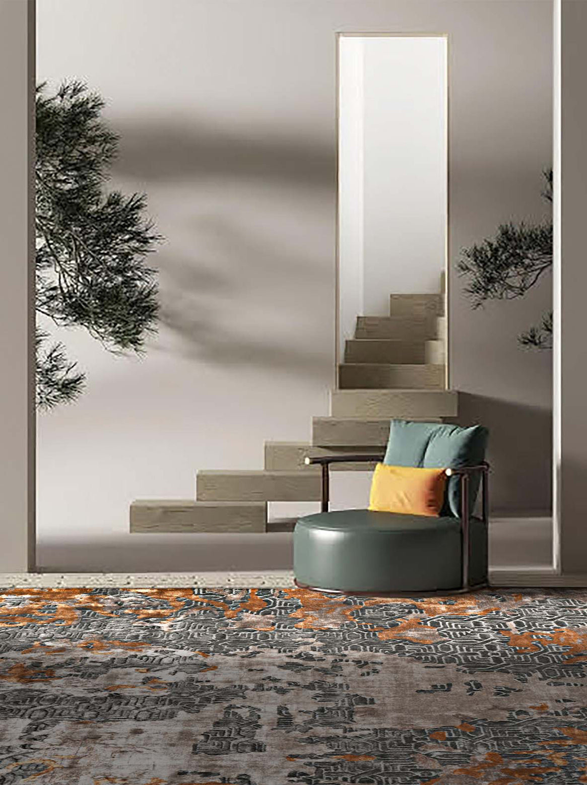 Luxury carpet in Copper color and 4'6" x 6'6" size