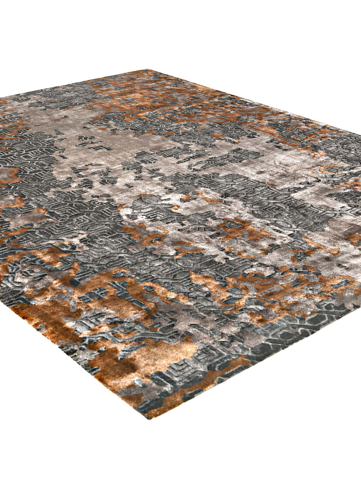 Luxury hand tufted carpet made from 100% Botanical Silk in copper color and 3' x 5' size