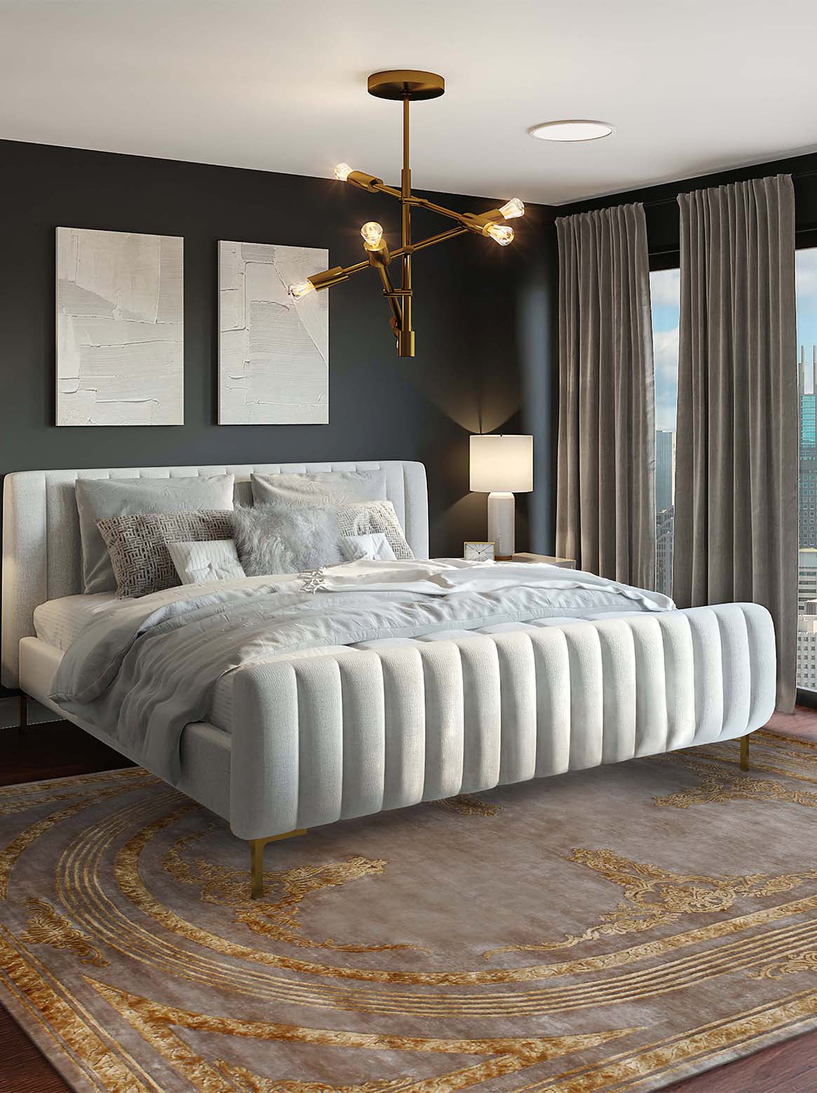 Luxury carpet in Ivory Gold color and 8' x 10' size