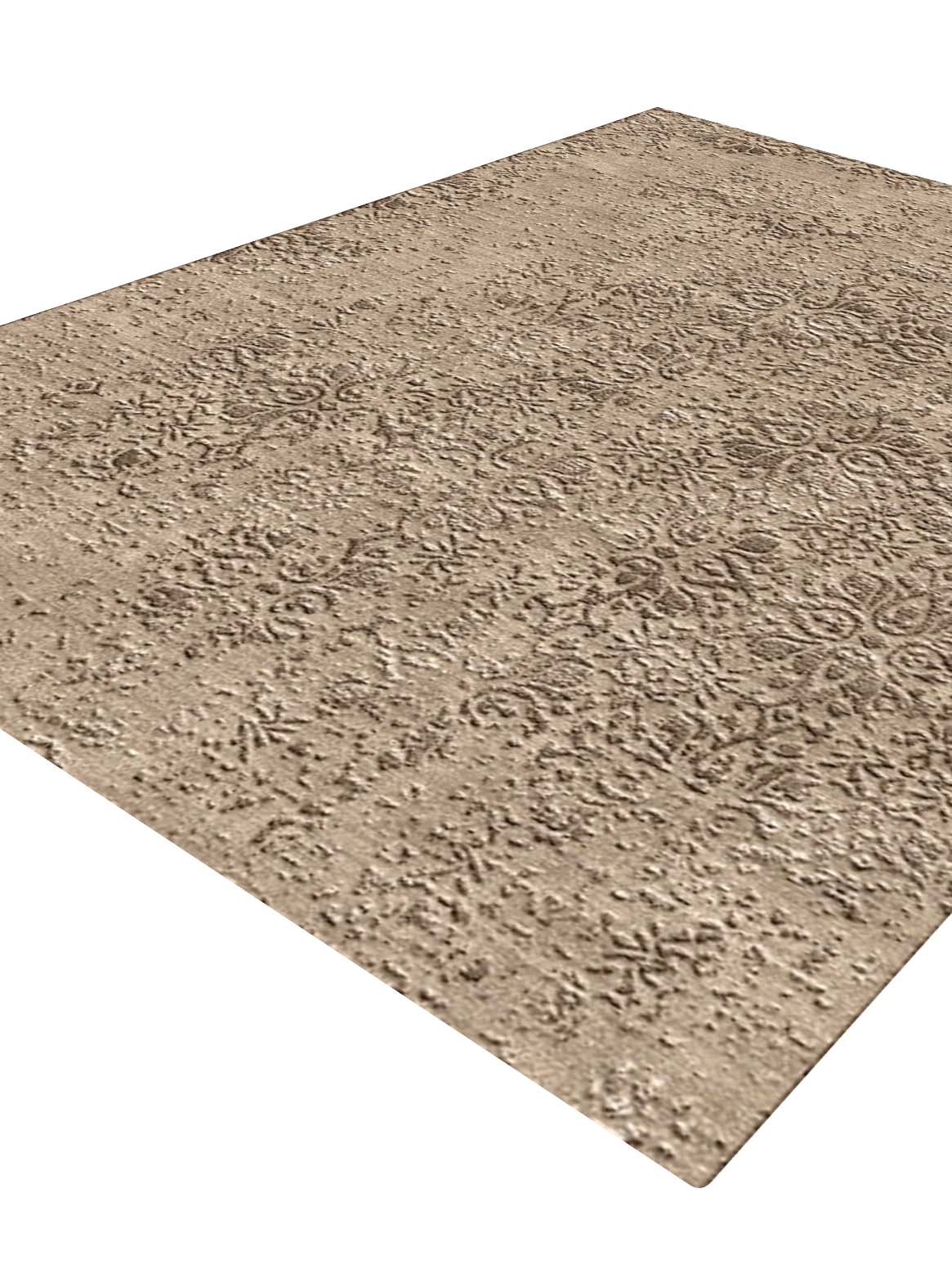 Luxury hand knotted carpet made from Wool & Bamboo Silk in beige color and 5'6" x 8' size