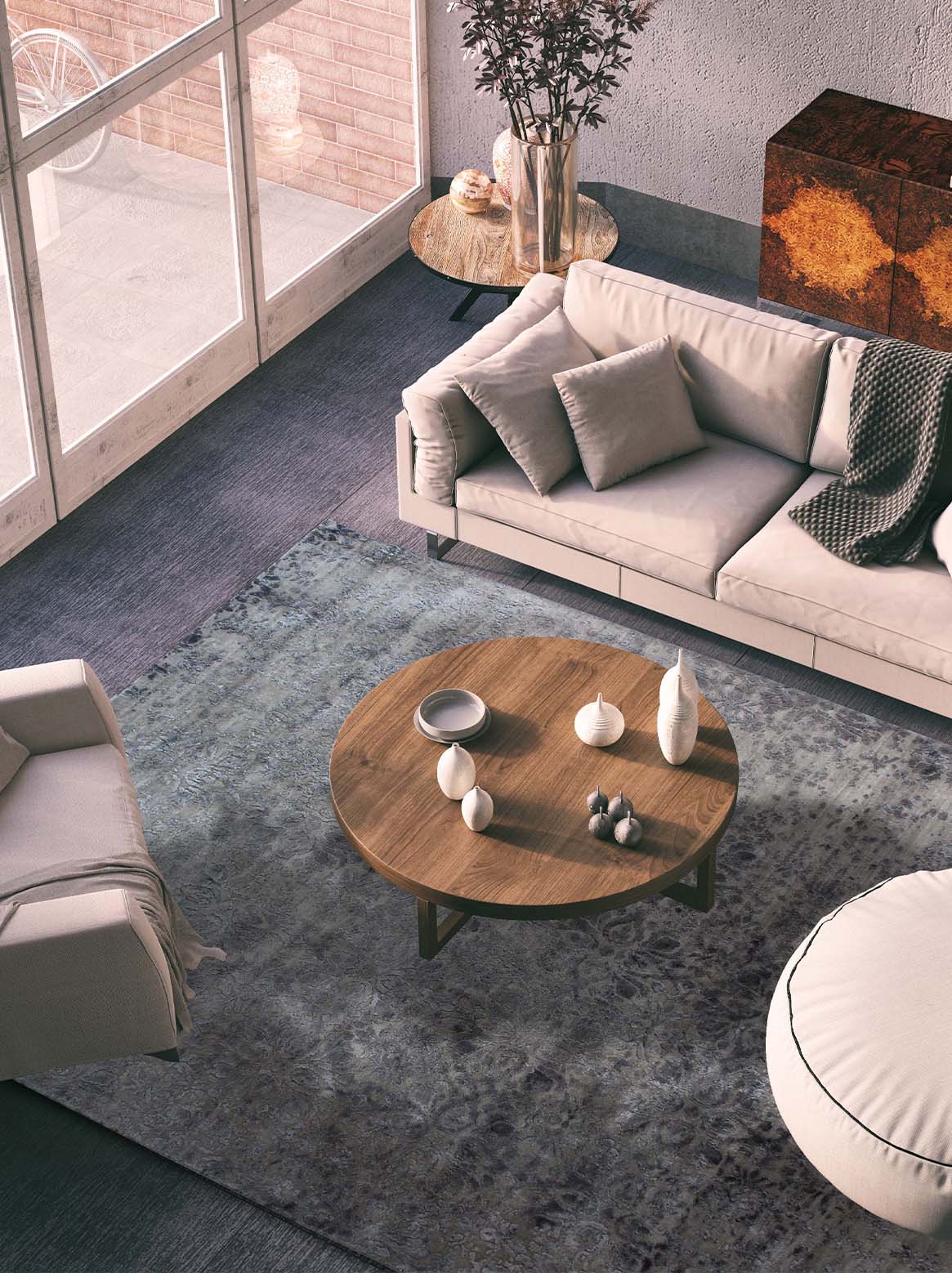Luxury carpet in Grey color and 6' x 9' size