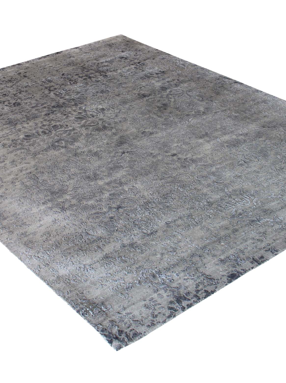 Luxury hand knotted carpet made from Wool & Bamboo Silk in grey color and 5'6" x 8' size