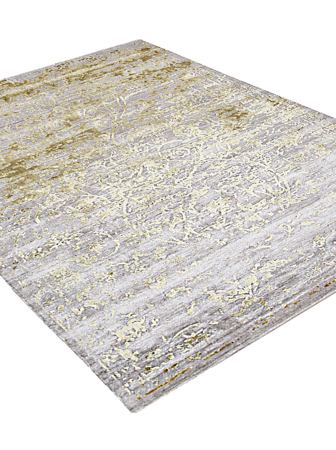 Luxury hand knotted carpet made from Wool & Botanical Silk in olive color and 5'6" x 8' size