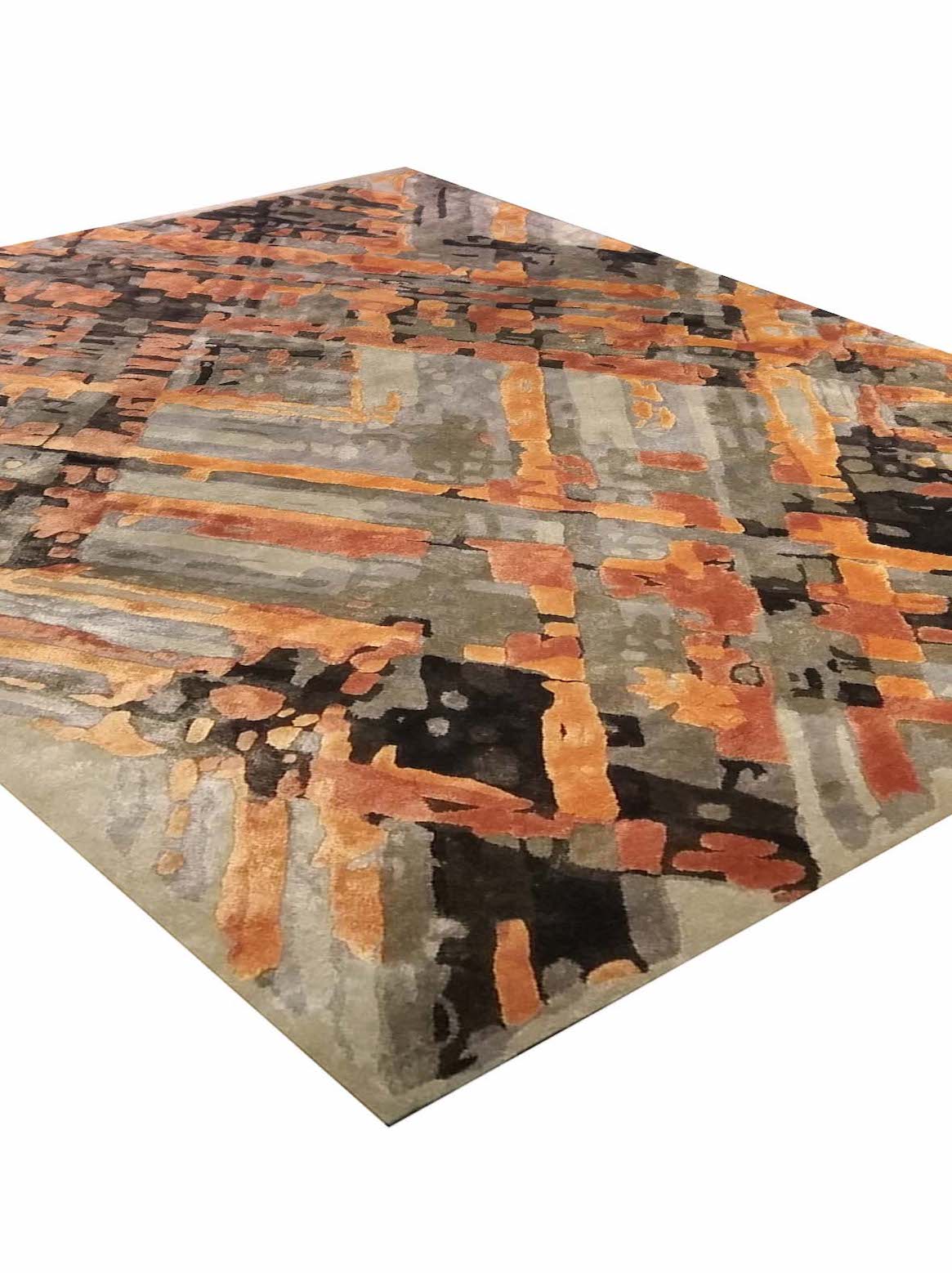 Luxury hand tufted carpet made from Botanical Silk in rust color and 4'6" x 6'6" size