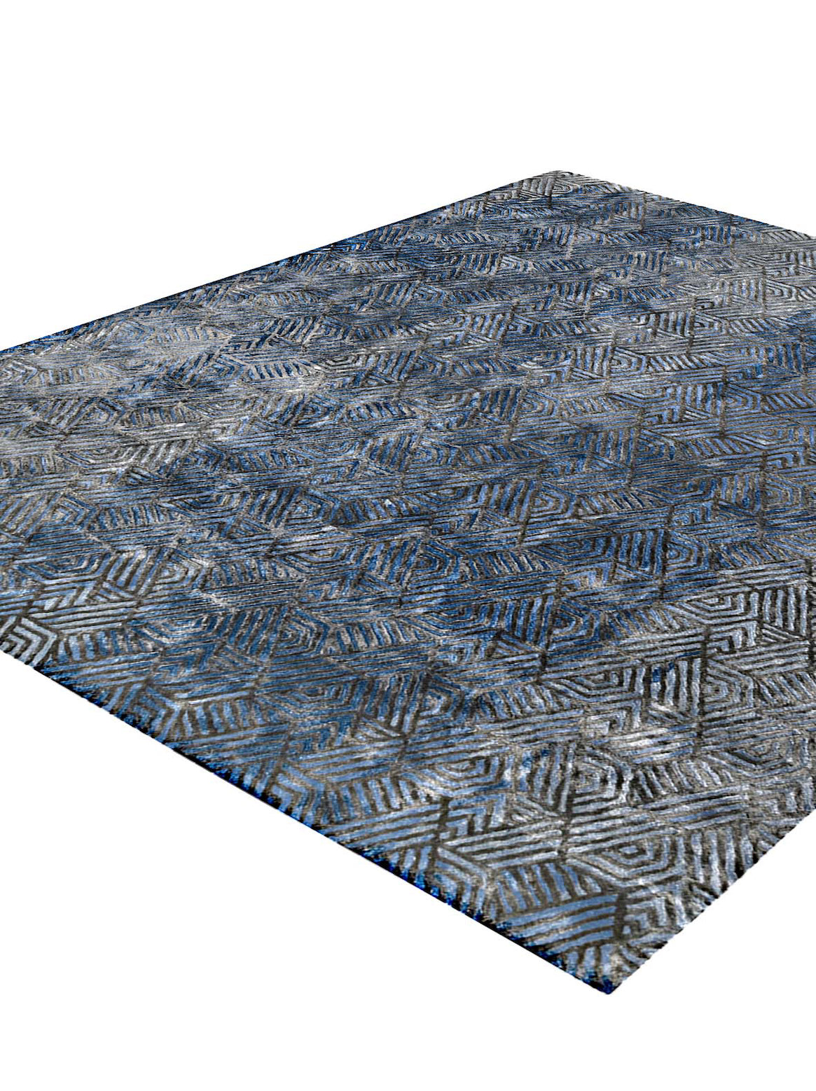 Luxury hand tufted carpet made from 100% Botanical Silk in blue color and 3' x 5' size