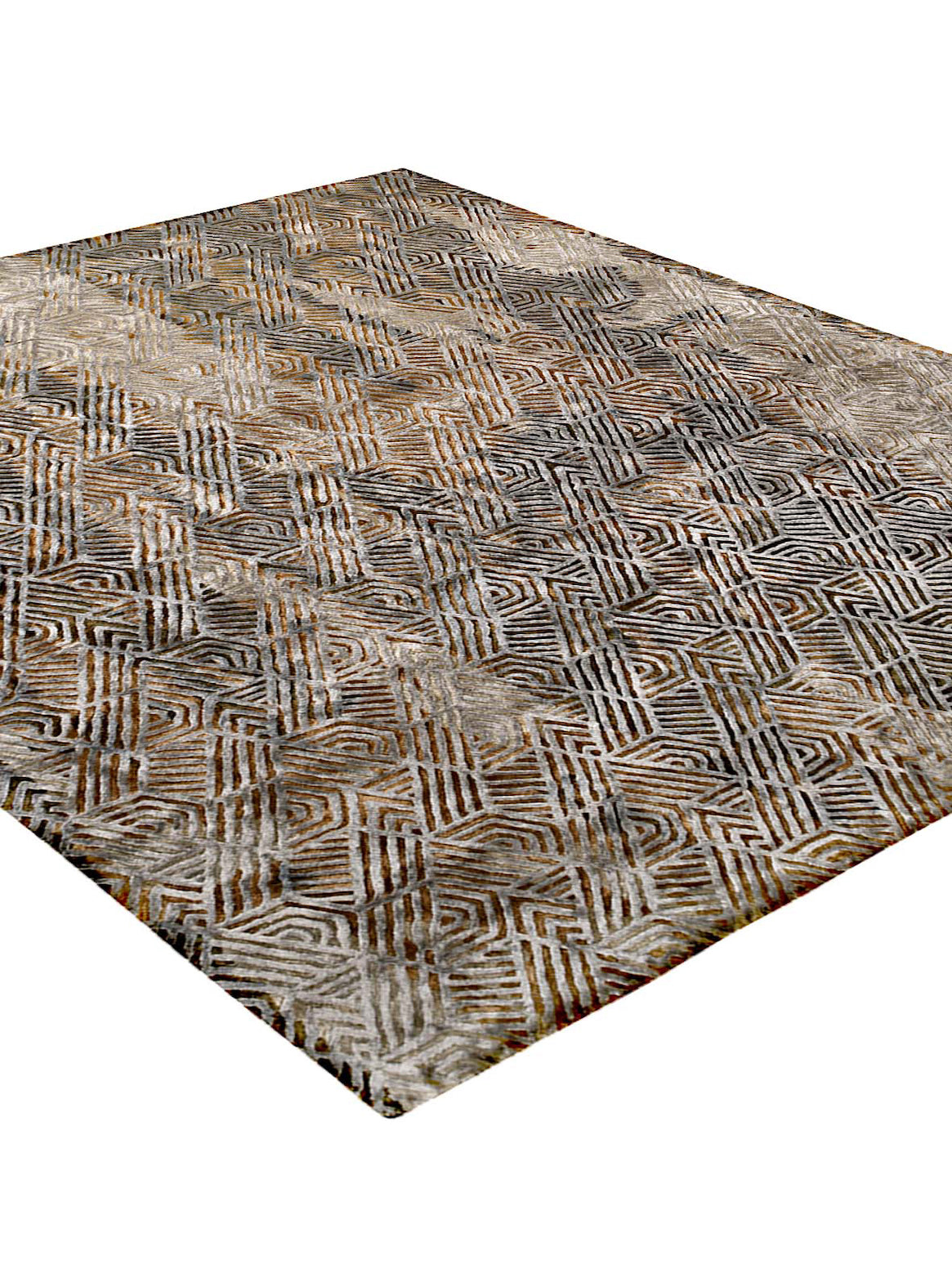 Luxury hand tufted carpet made from 100% Botanical Silk in copper charcoal color and 3' x 5' size