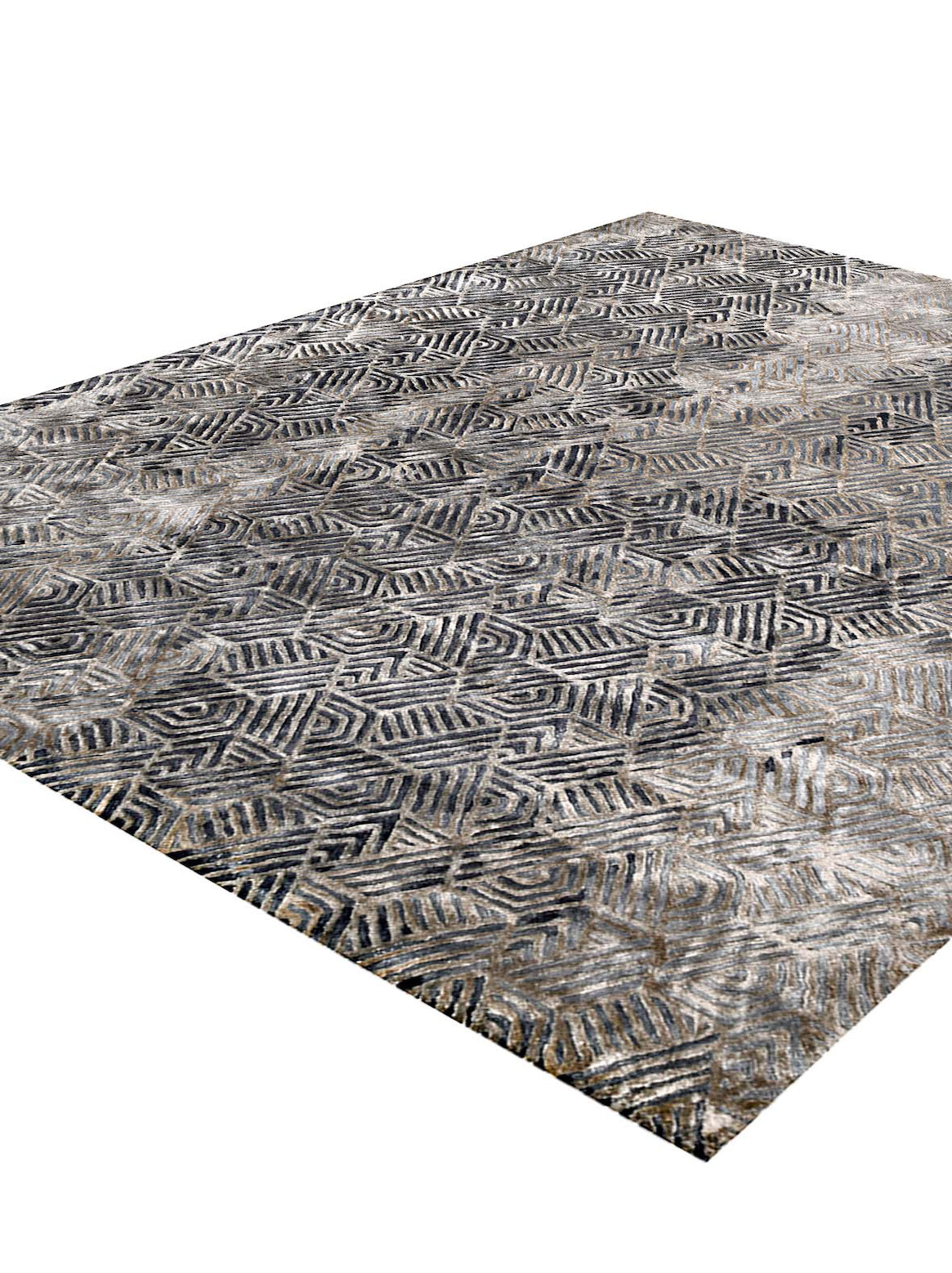 Luxury hand tufted carpet made from 100% Botanical Silk in taupe grey color and 3' x 5' size