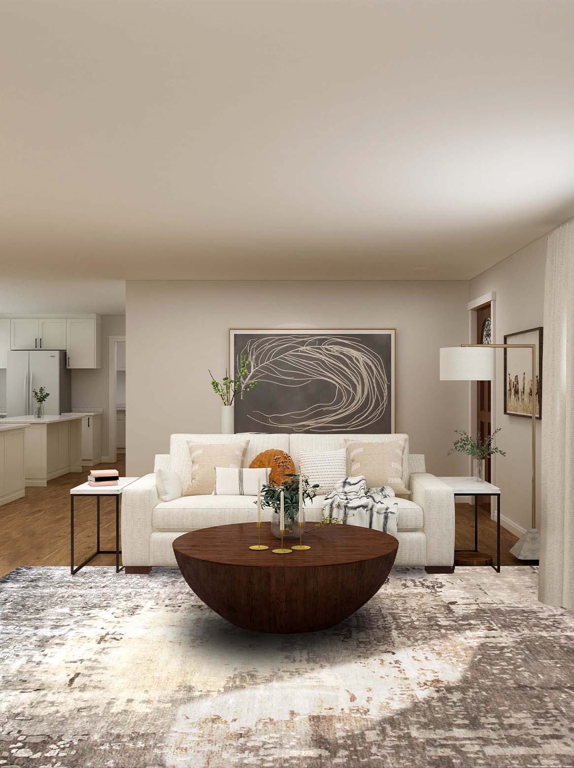 Luxury carpet in Beige Taupe color and 6' x 9' size