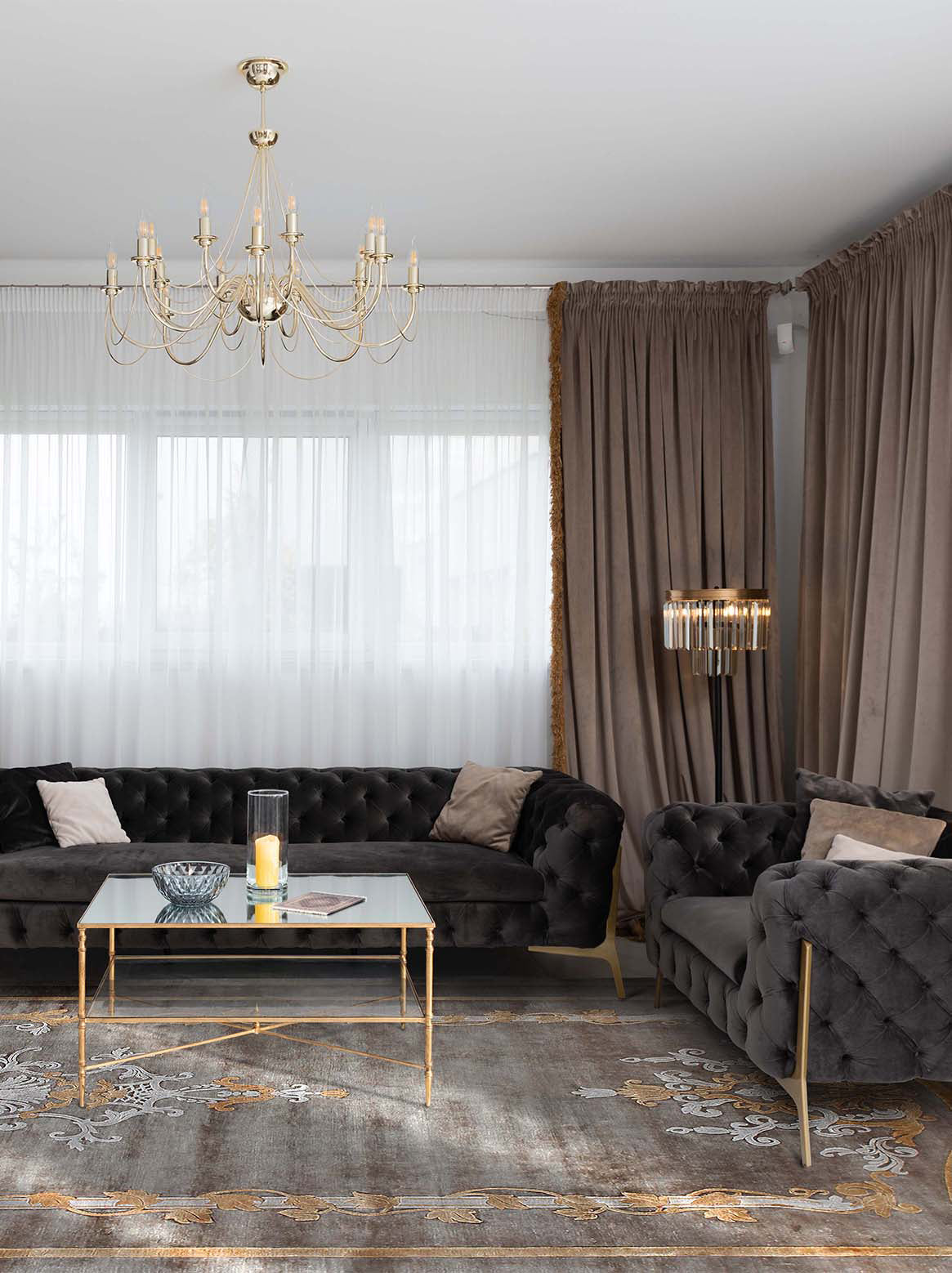 Luxury carpet in Taupe Gold color and 8' x 10' size