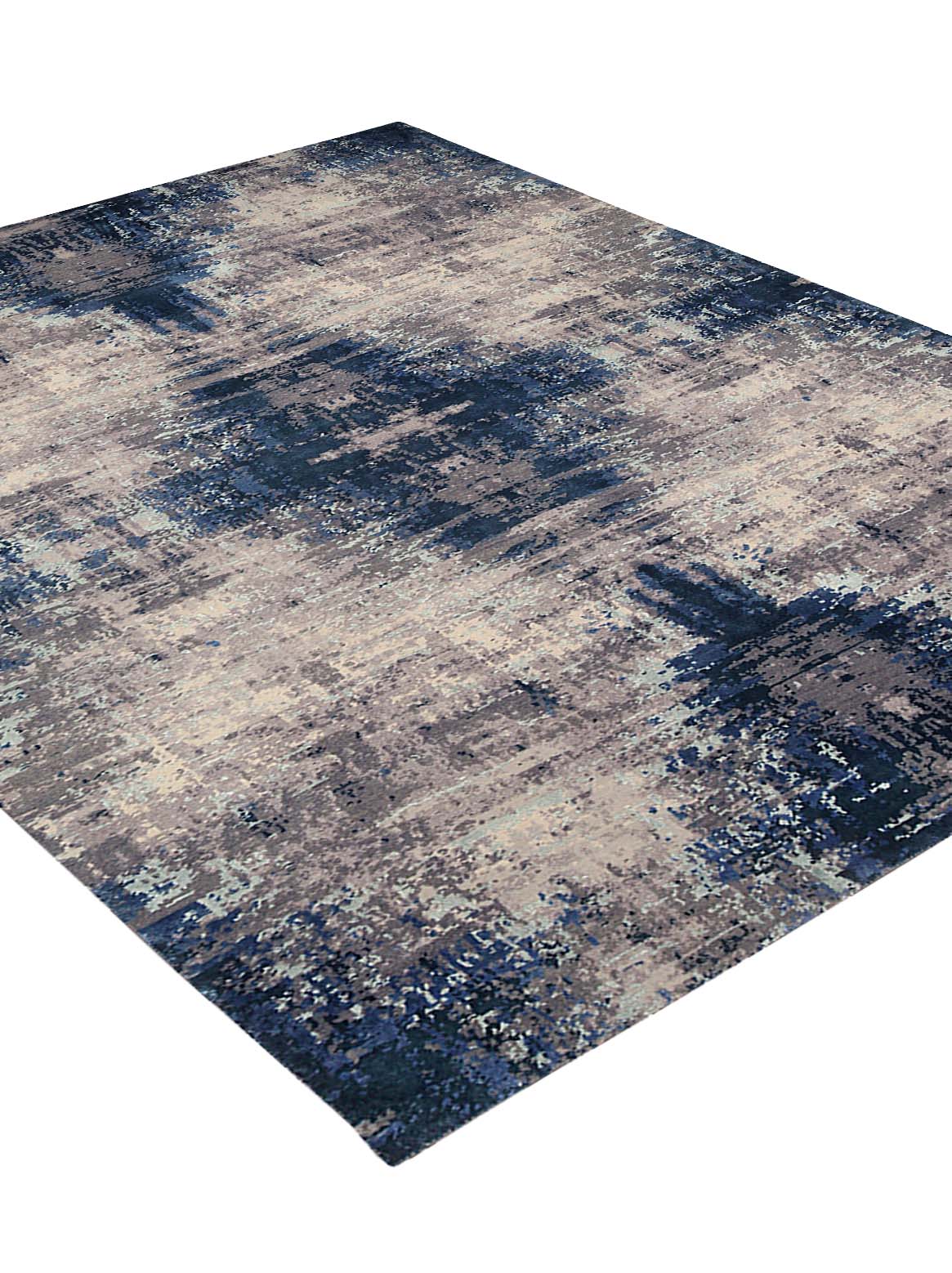 Luxury hand knotted carpet made from Pure Silk & Linen in silver color and 5'6" x 8' size
