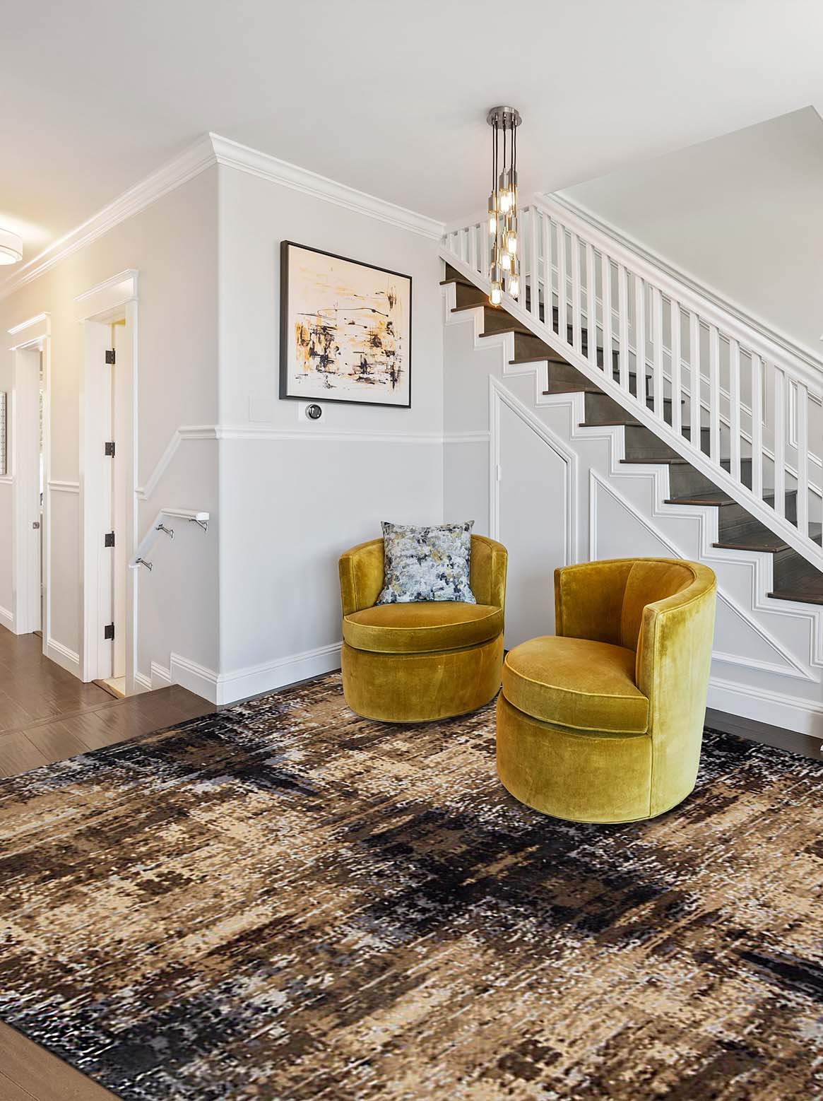Luxury carpet in Charcoal Beige color and 6' x 9' size
