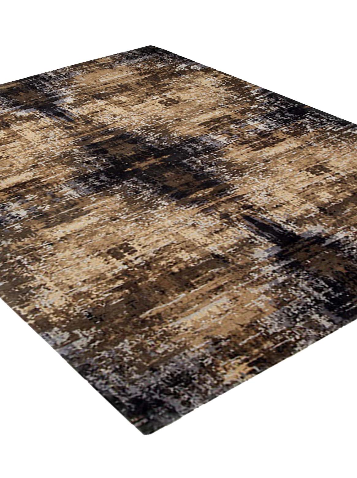 Luxury hand knotted carpet made from Pure Silk & Linen in charcoal beige color and 5'6" x 8' size