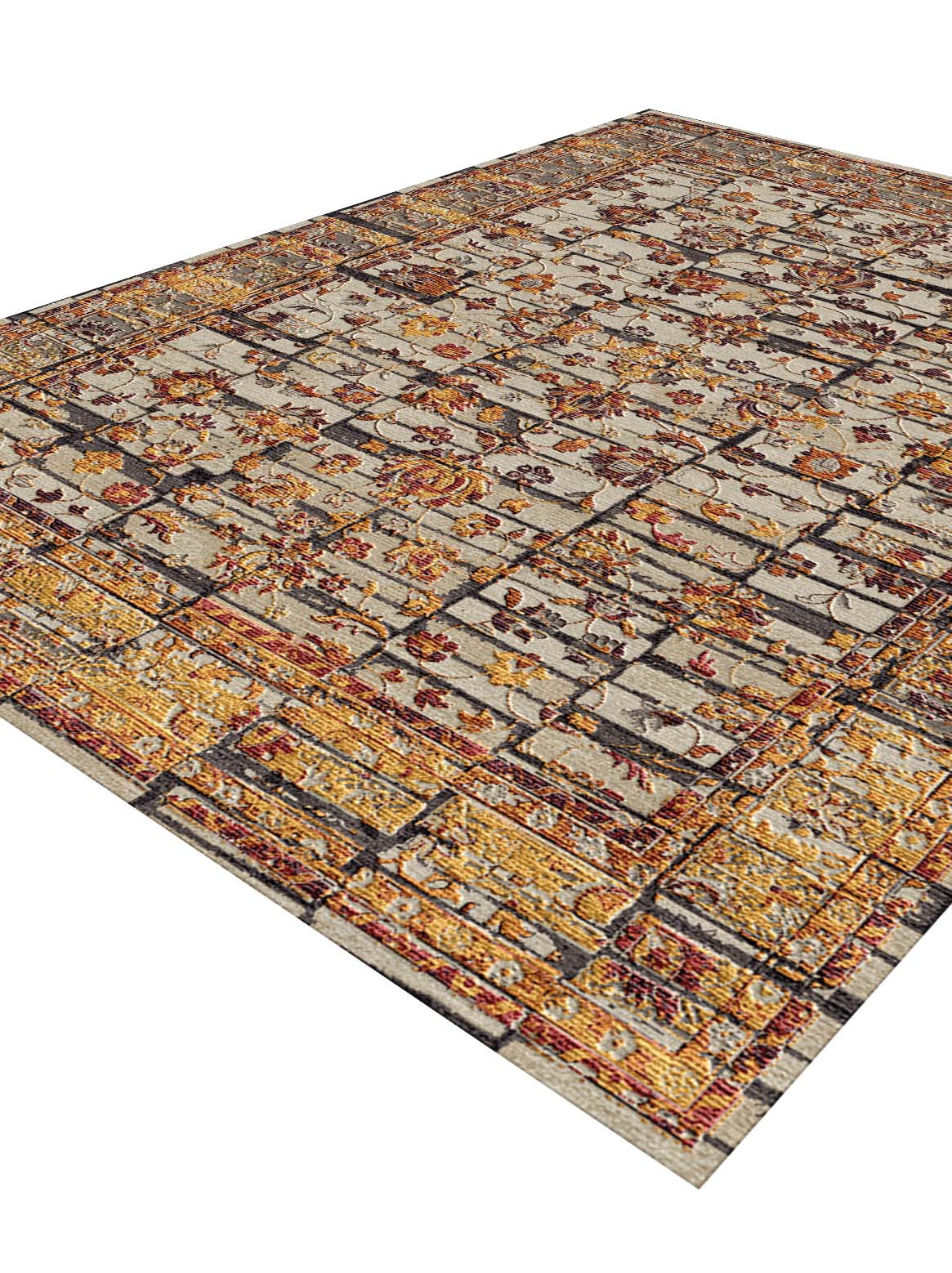 Luxury hand knotted carpet made from Wool & Bamboo Silk in rust gold color and 5'6" x 8' size
