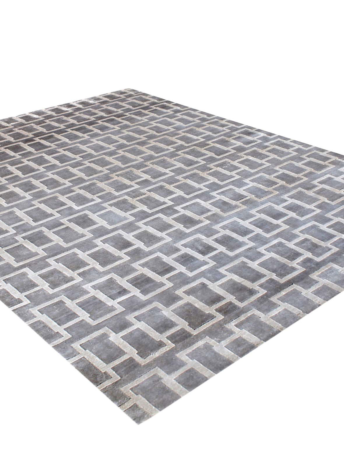 Luxury hand knotted carpet made from Botanical Silk in silver color and 5'6" x 8' size