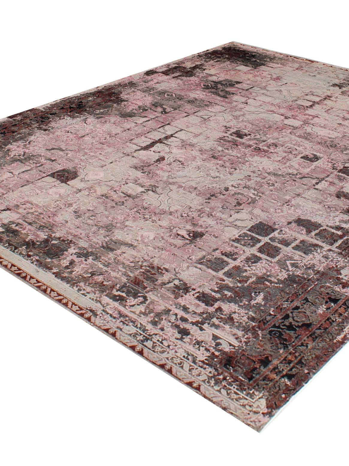 Luxury hand knotted carpet made from Wool & Pure Silk in mauve color and 5'6" x 8' size