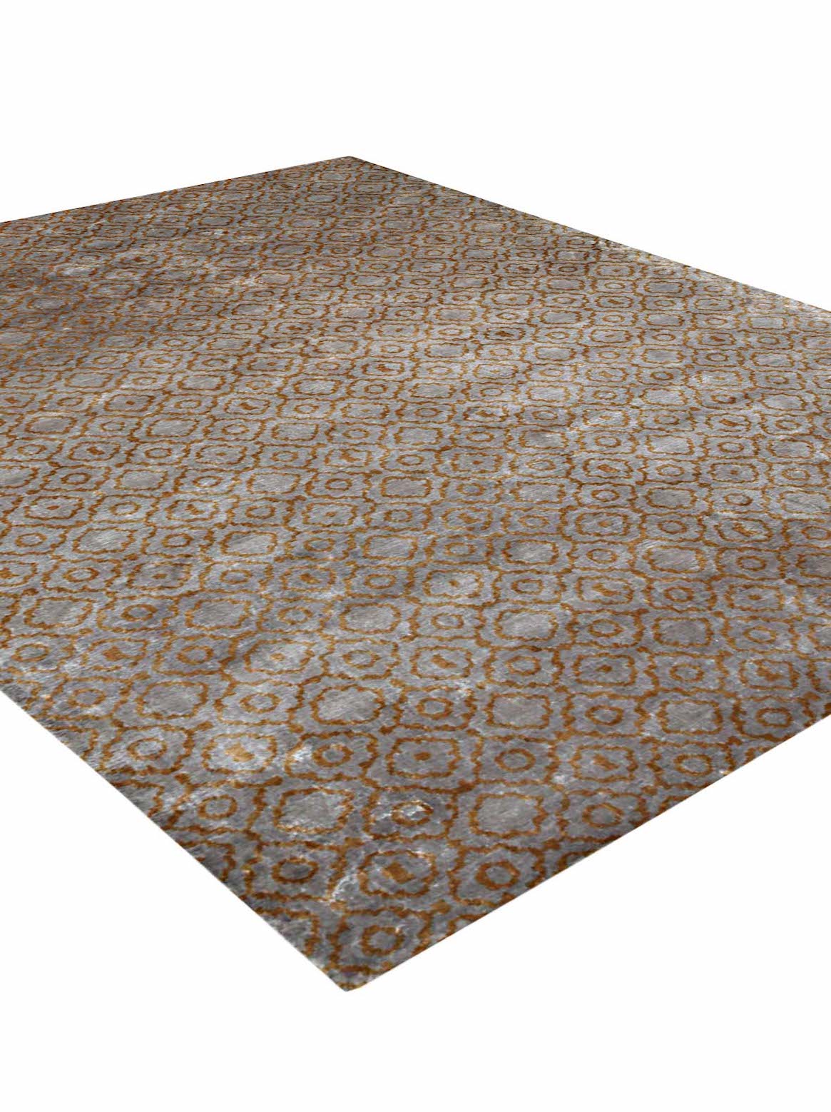 Luxury hand knotted carpet made from Botanical Silk in charcoal beige color and 5'6" x 8' size
