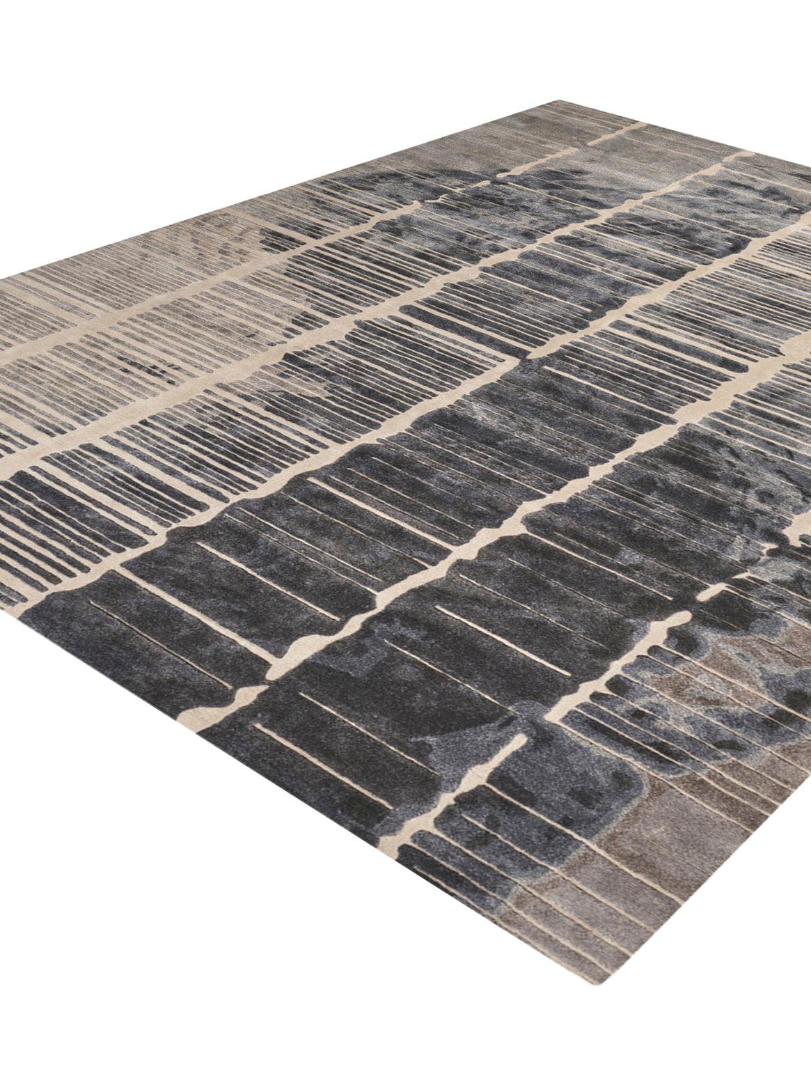 Luxury hand tufted carpet made from 100% Bamboo Silk in blue grey color and 3' x 5' size