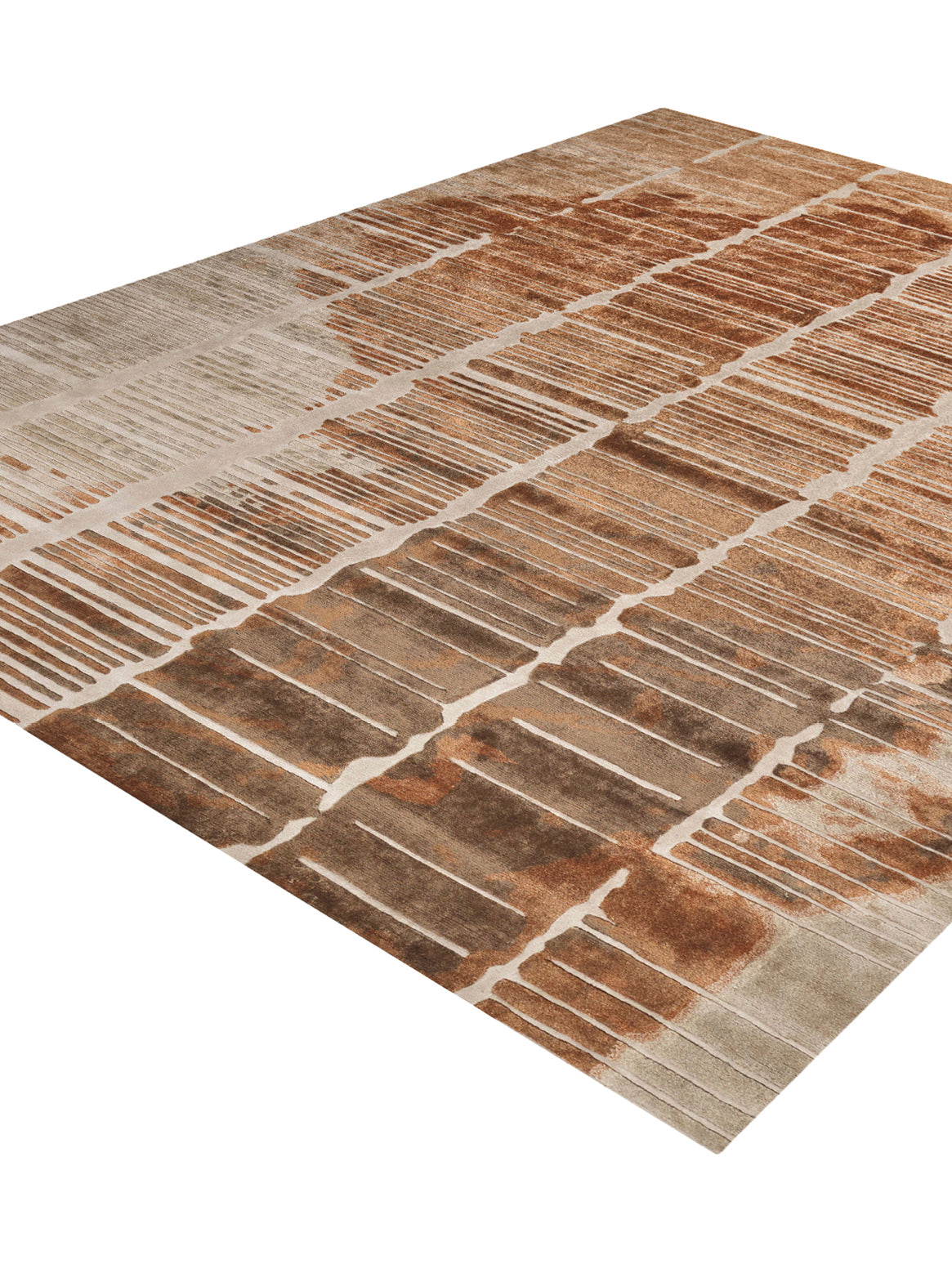 Luxury hand tufted carpet made from 100% Bamboo Silk in rust beige color and 3' x 5' size