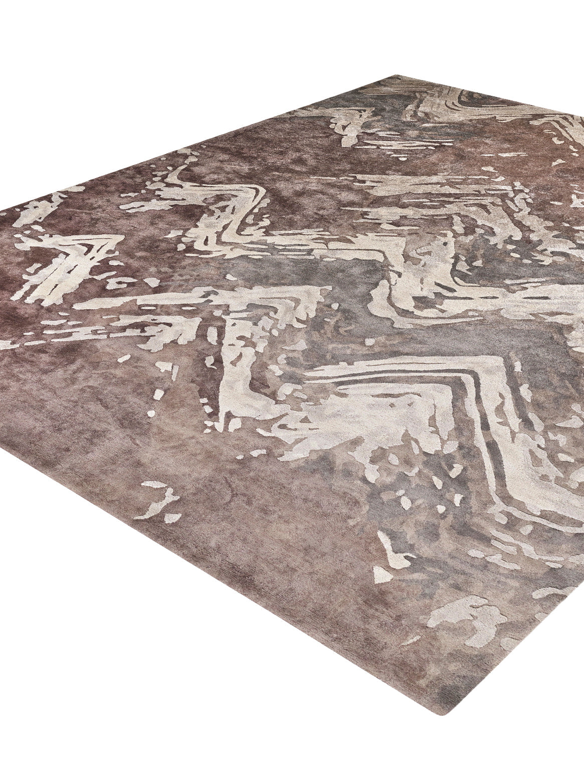 Luxury hand tufted carpet made from 100% Bamboo Silk in lavender grey color and 3' x 5' size