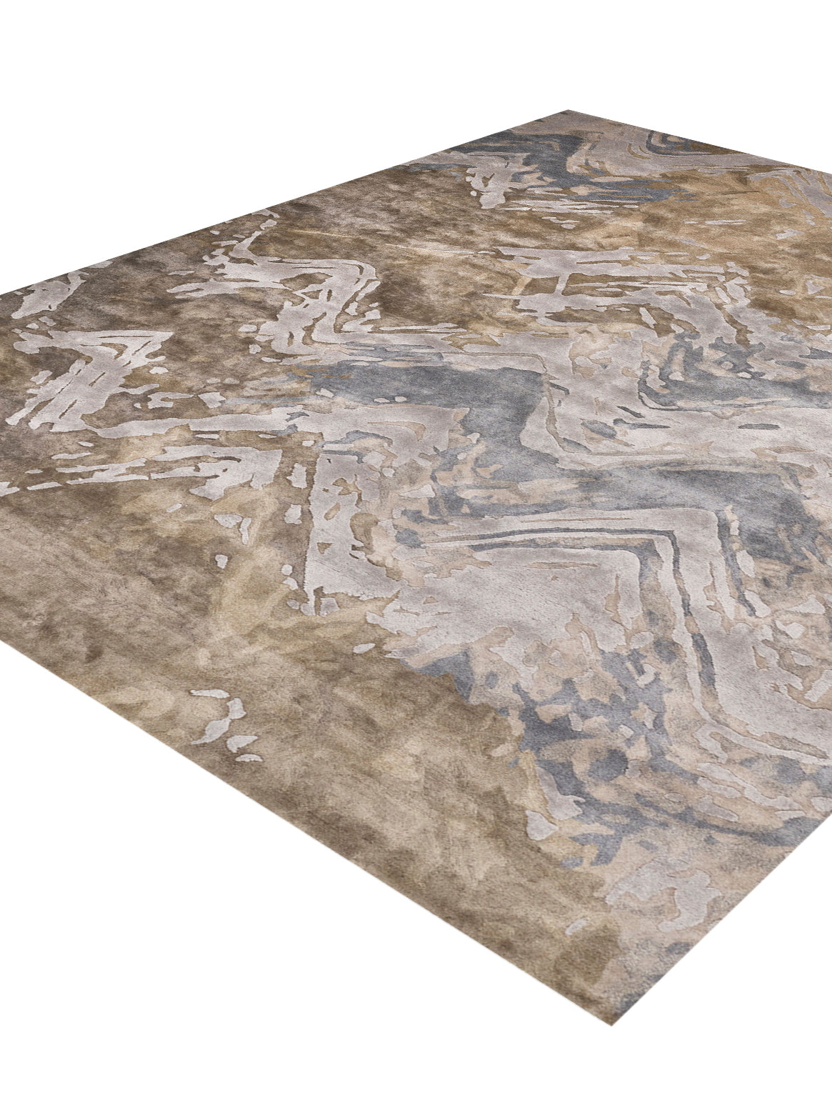 Luxury hand tufted carpet made from 100% Bamboo Silk in olive grey color and 3' x 5' size