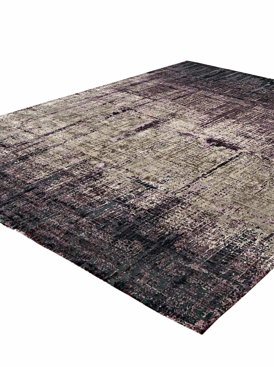 Luxury hand knotted carpet made from Wool & Bamboo Silk in purple color and 5'6" x 8' size