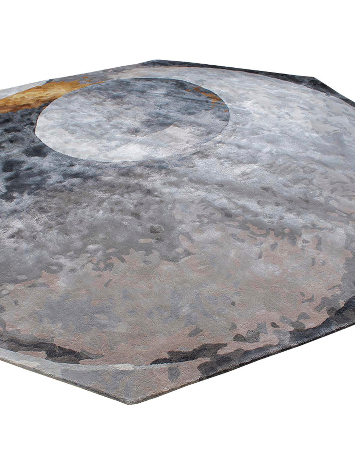 Luxury hand tufted carpet made from 100% Botanical Silk in taupe rust color and 8' x 8' size