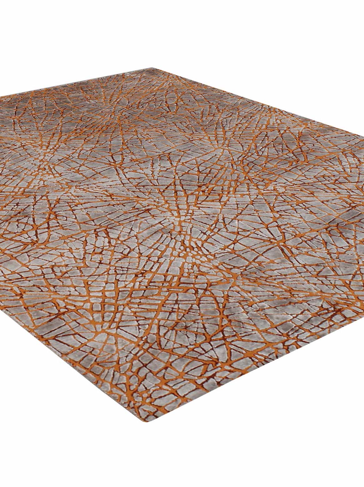 Luxury hand knotted carpet made from Wool & Botanical Silk in rust color and 5'6" x 8' size