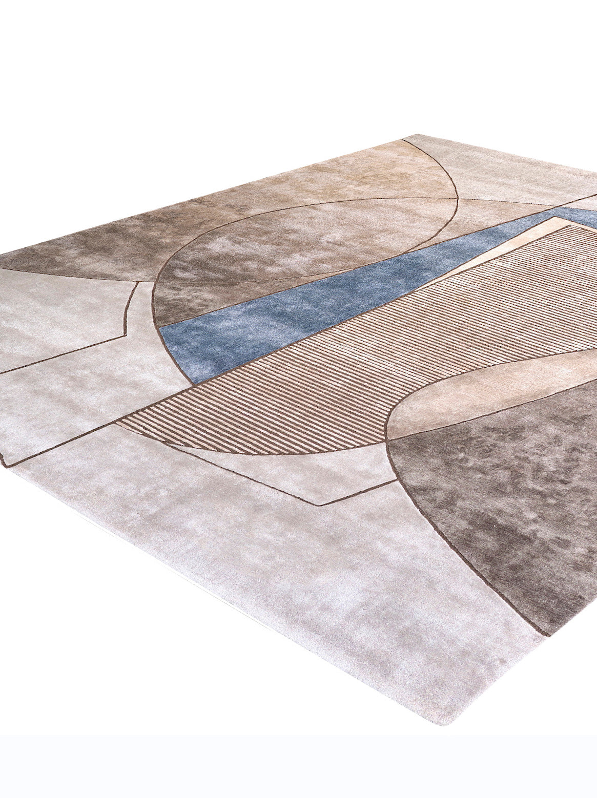 Luxury hand tufted carpet made from Wool & Botanical Silk in grey blue color and 3' x 5' size