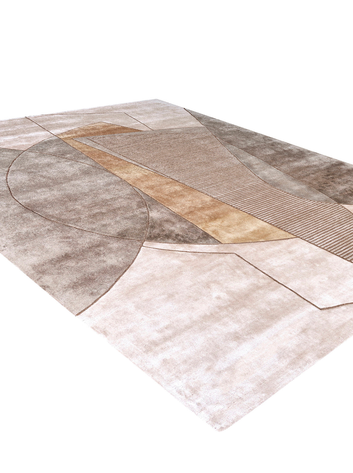 Luxury hand tufted carpet made from Wool & Botanical Silk in silver beige color and 3' x 5' size
