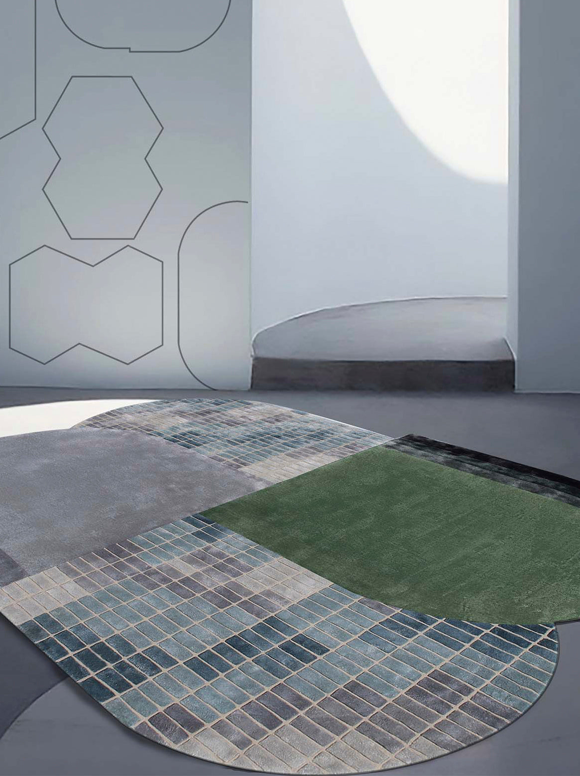 Luxury carpet in Blue Green color and Custom Size