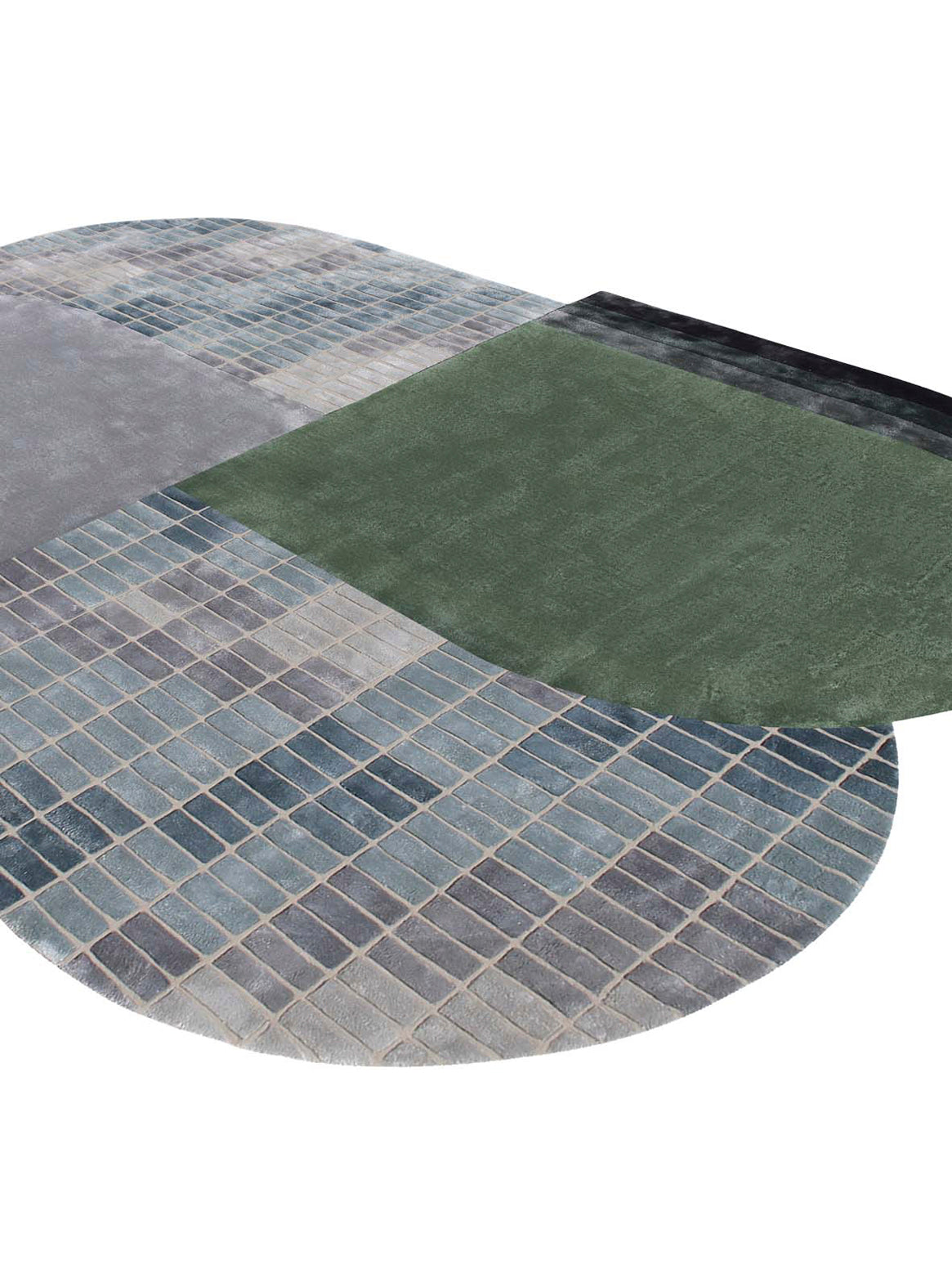 Luxury hand tufted carpet made from 100% Botanical Silk in blue green color and 8' x 10' size