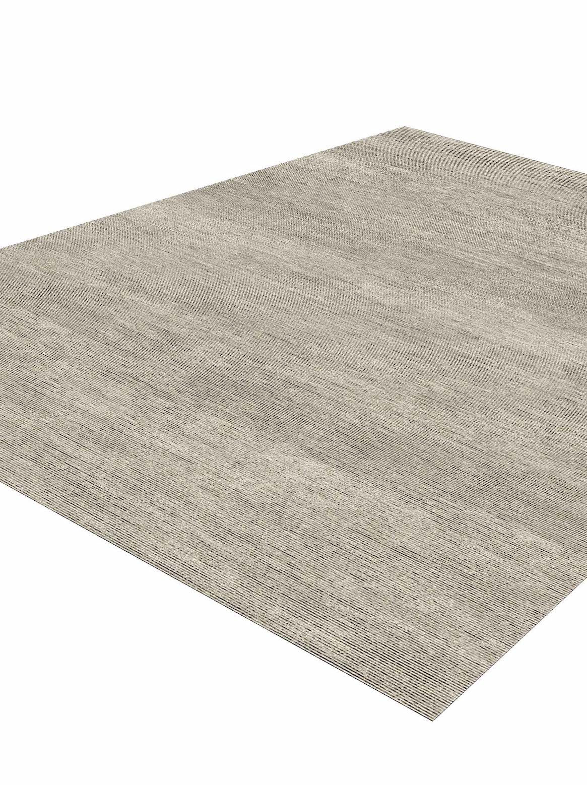 Luxury hand knotted carpet made from Botanical Silk in silver color and 5'6" x 8' size