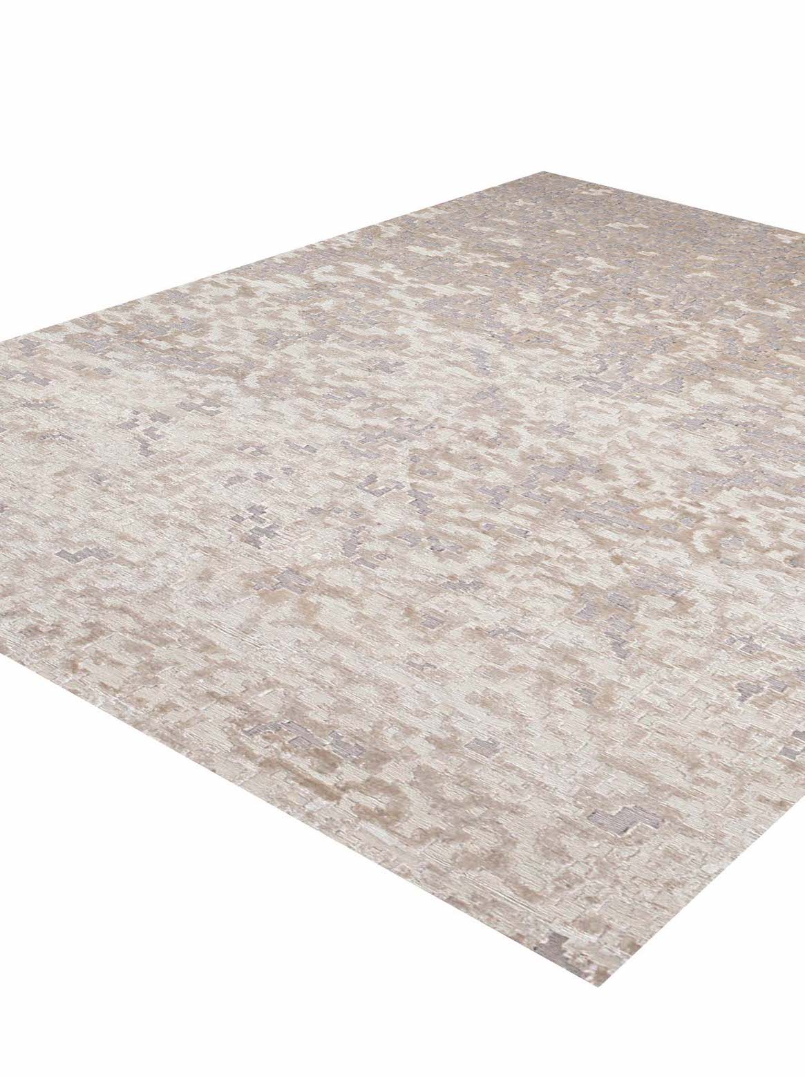 Luxury hand knotted carpet made from Botanical Silk in silver color and 5'6" x 8' size