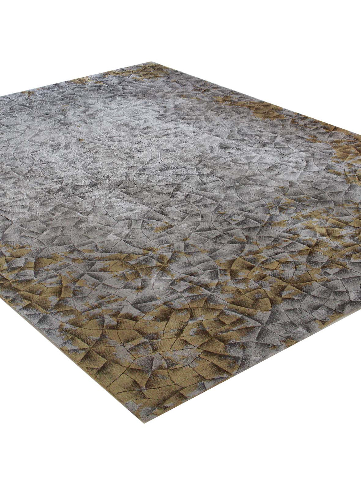 Luxury hand tufted carpet made from 100% Botanical Silk in taupe gold color and 4'6" x 6'6" size
