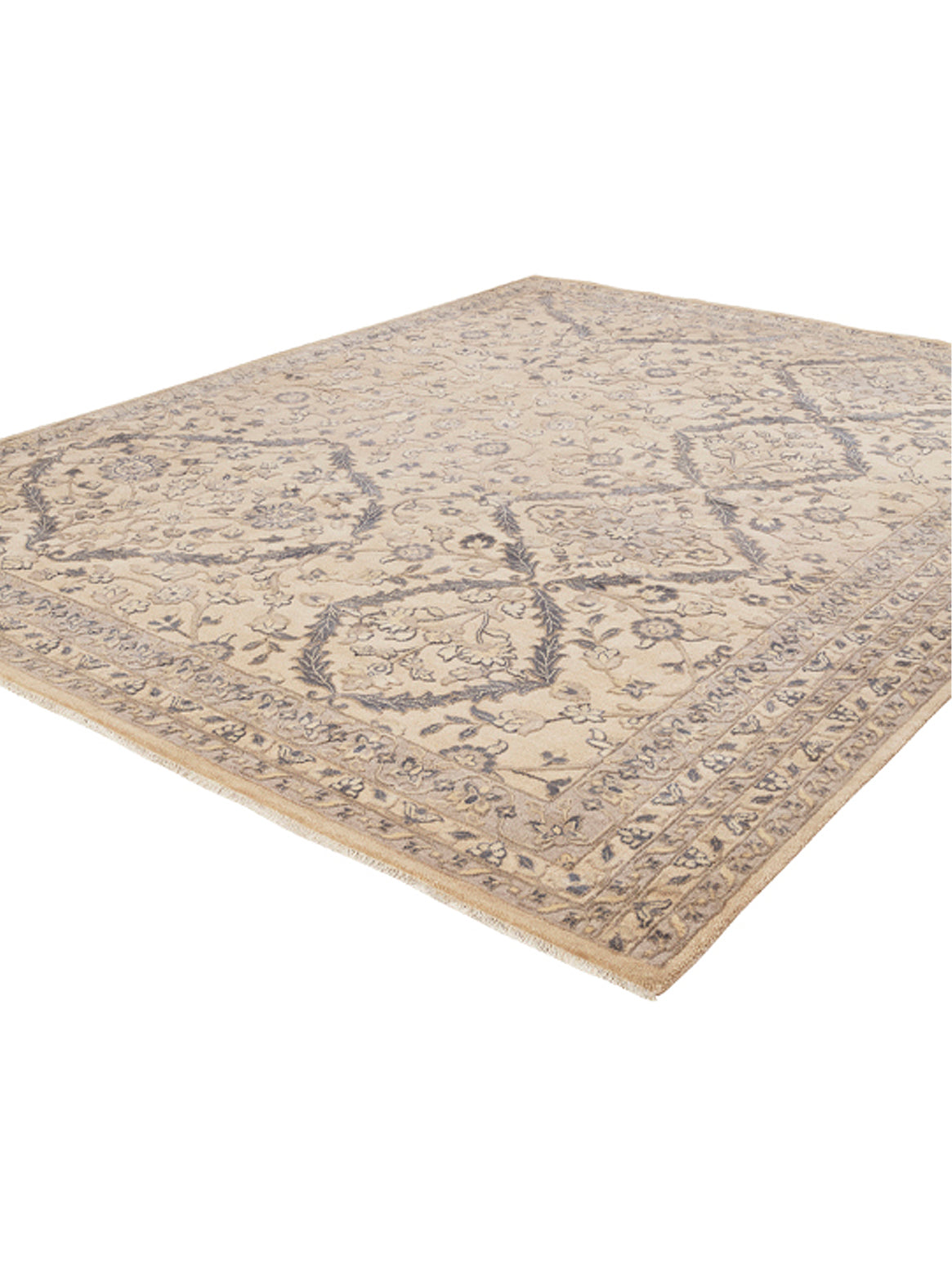 Luxury hand knotted carpet made from Wool & Botanical Silk in blue color and 5'6" x 8' size