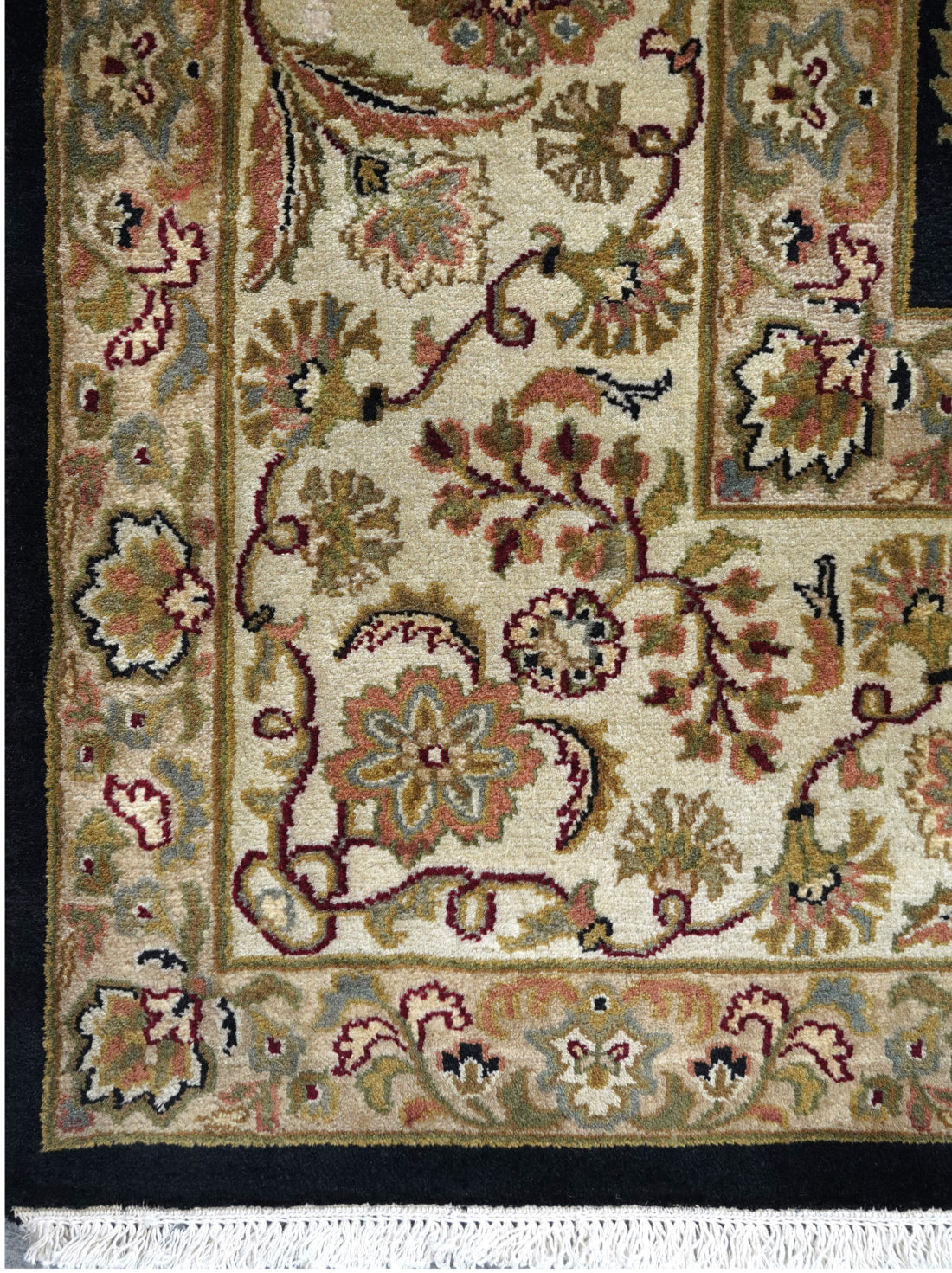 Luxury hand knotted carpet made from 100% Wool in cream & black color and 9' x 12' size