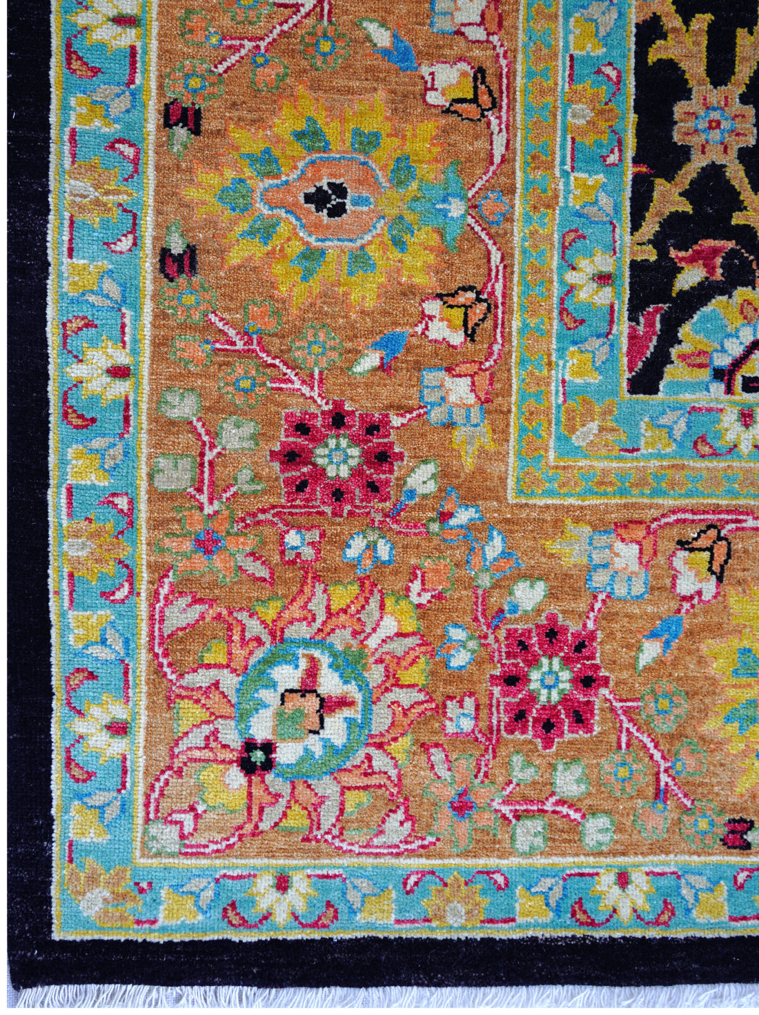 Luxury hand knotted carpet made from 100% Wool in 12' x 15' color and BLACK & GOLD size