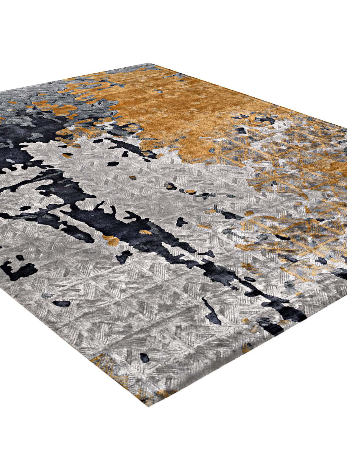 Luxury hand tufted carpet made from 100% Botanical Silk in gold color and 3' x 5' size
