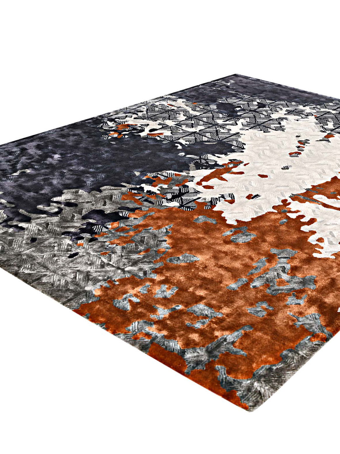 Luxury hand tufted carpet made from 100% Botanical Silk in rust color and 3' x 5' size