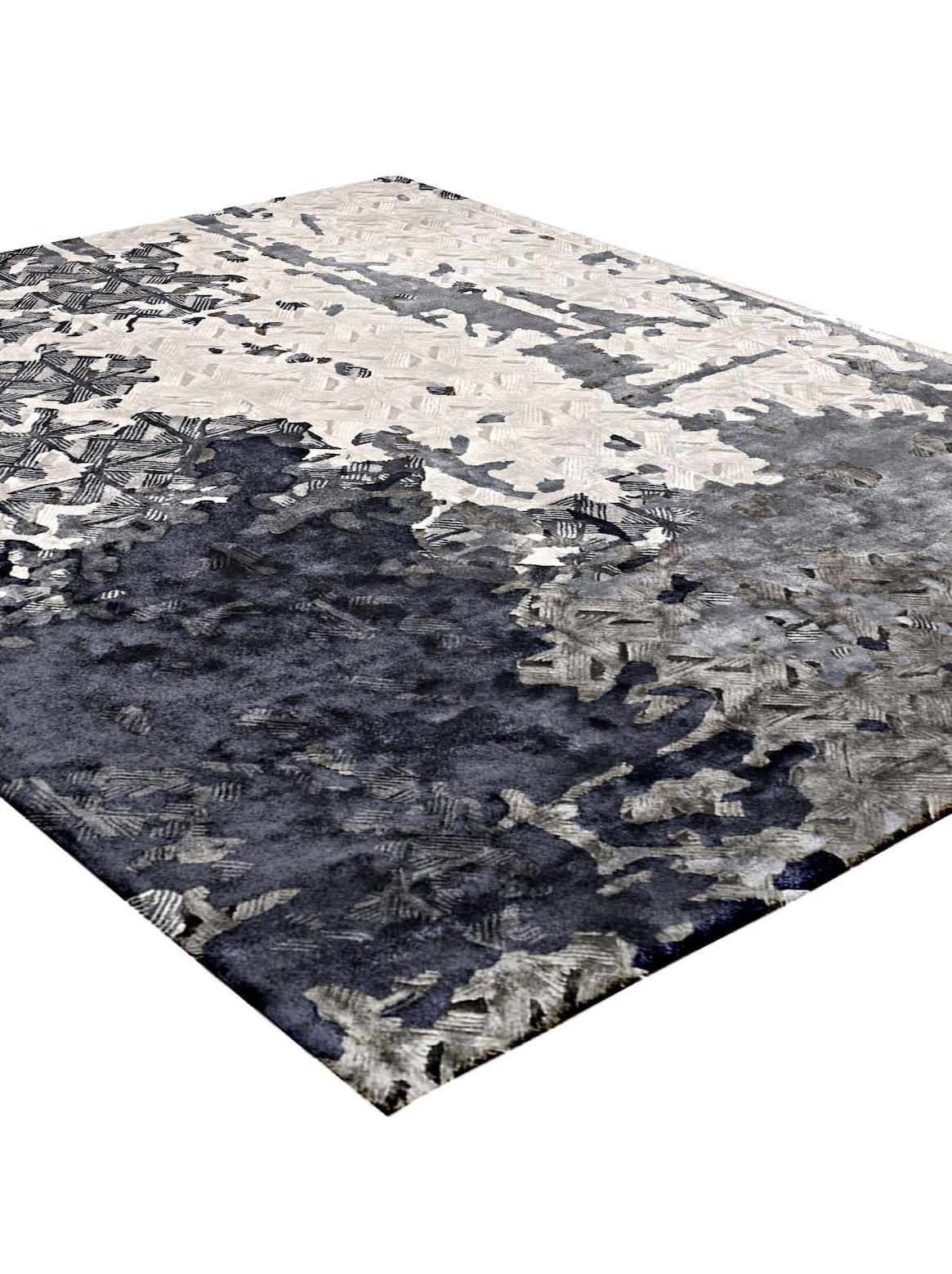 Luxury hand tufted carpet made from 100% Botanical Silk in silver taupe color and 3' x 5' size